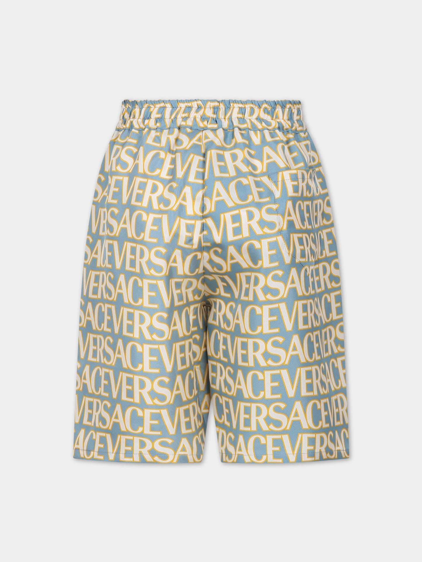 Shorts celesti per bambino con logo,Versace,1005249 1A08112 5V510