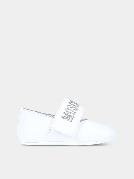 Ballerine bianche per neonata con logo,Moschino Kids,75804 75811 2