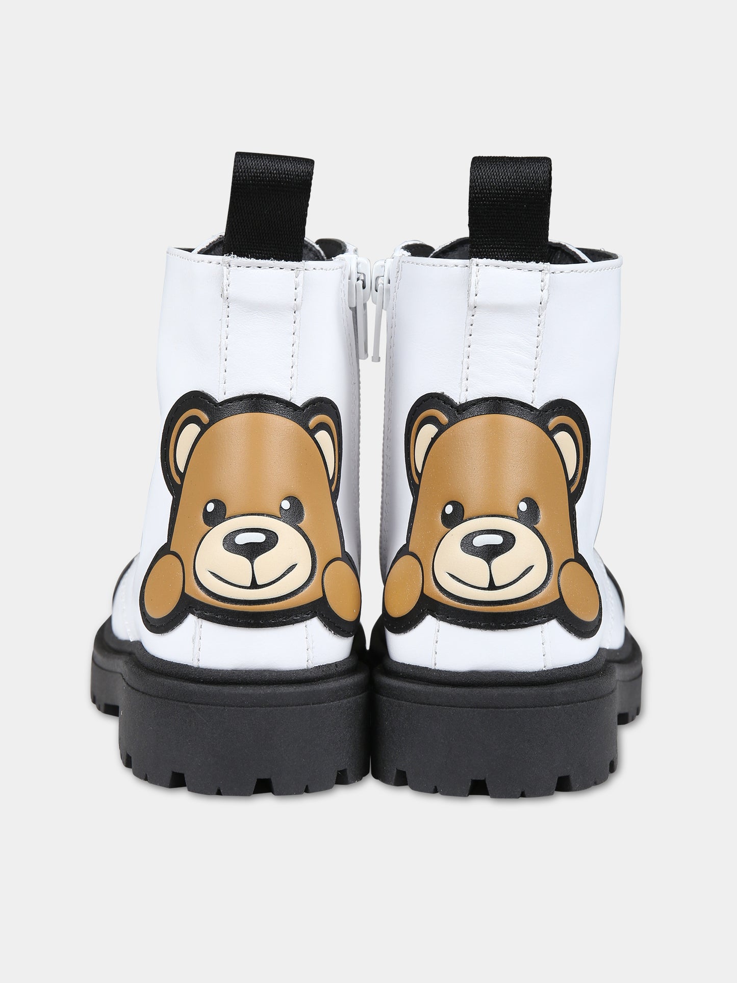 Anfibi bianchi per bambina con Teddy Bear e logo,Moschino Kids,76069 2