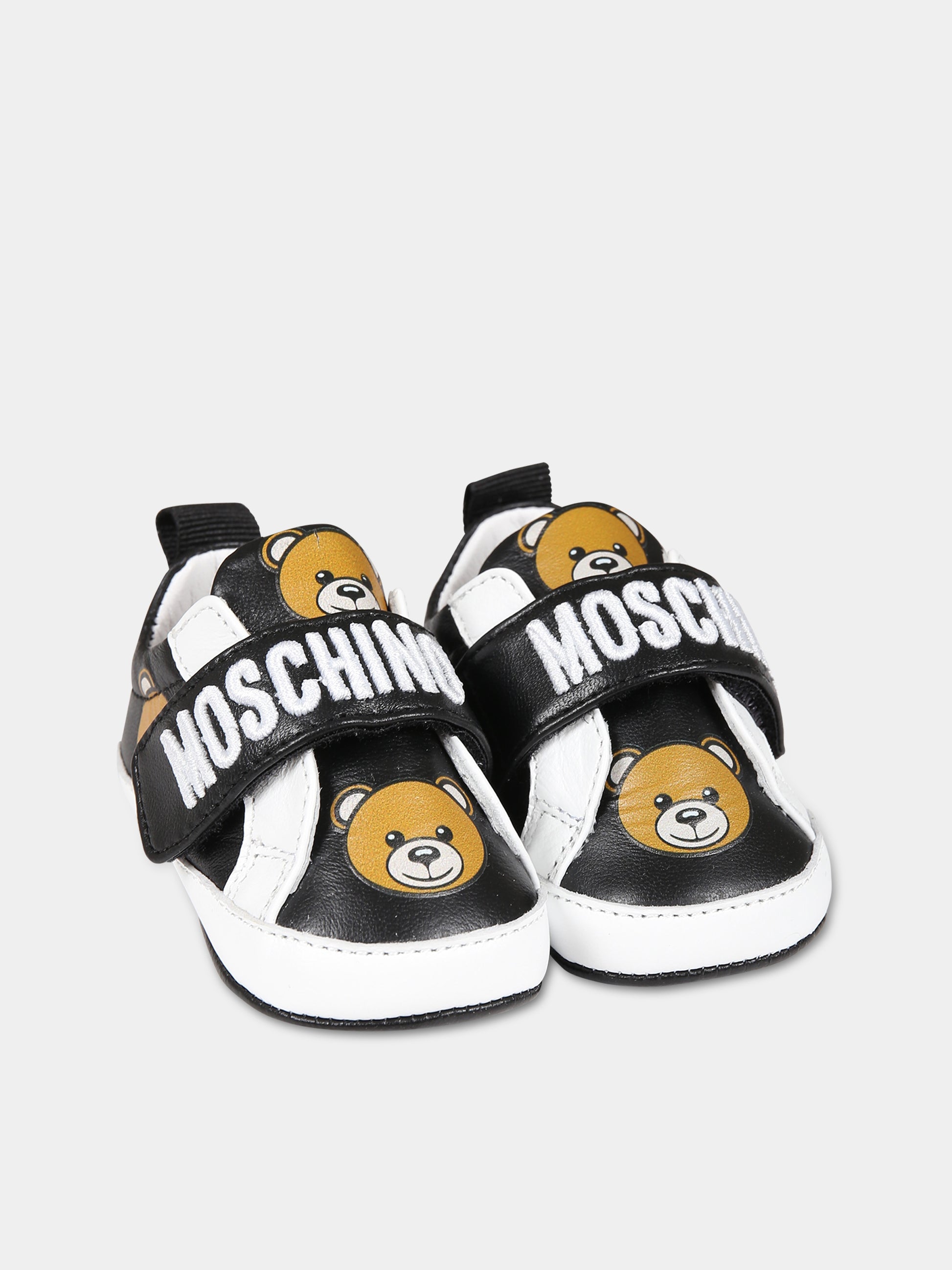 Sneakers nere per neonati con Teddy bear e logo,Moschino Kids,75810 1