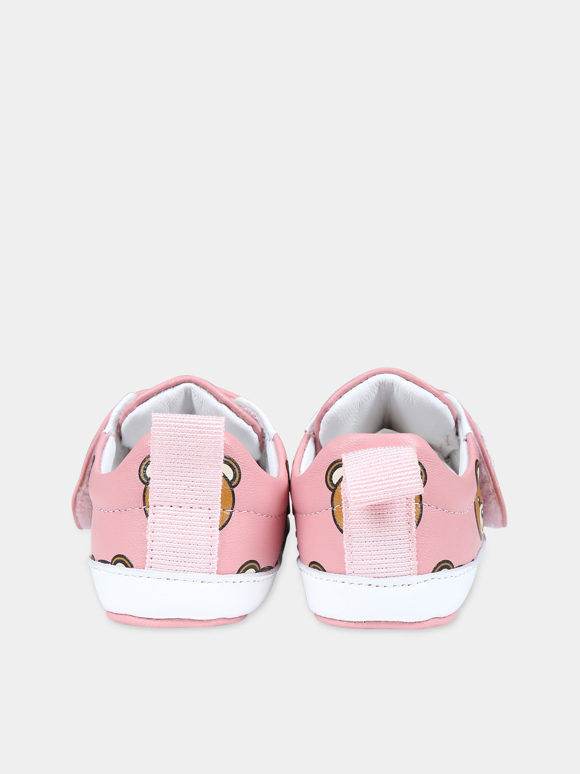 Sneakers rosa per neonata con Teddy bear e logo,Moschino Kids,75810 2