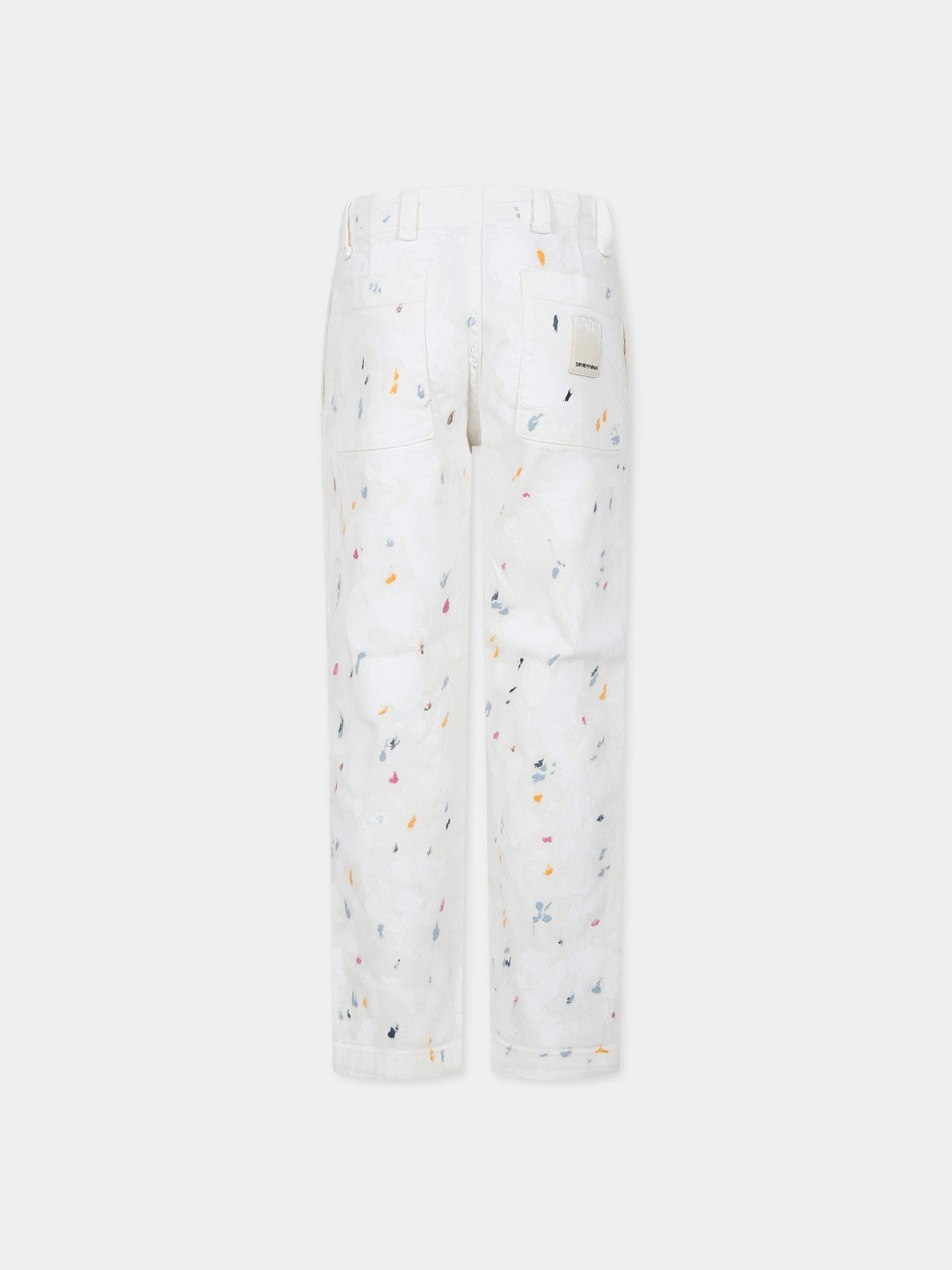 Jeans bianchi per bambno con logo,Armani Junior,6R4P7E 3N5MZ 01I2