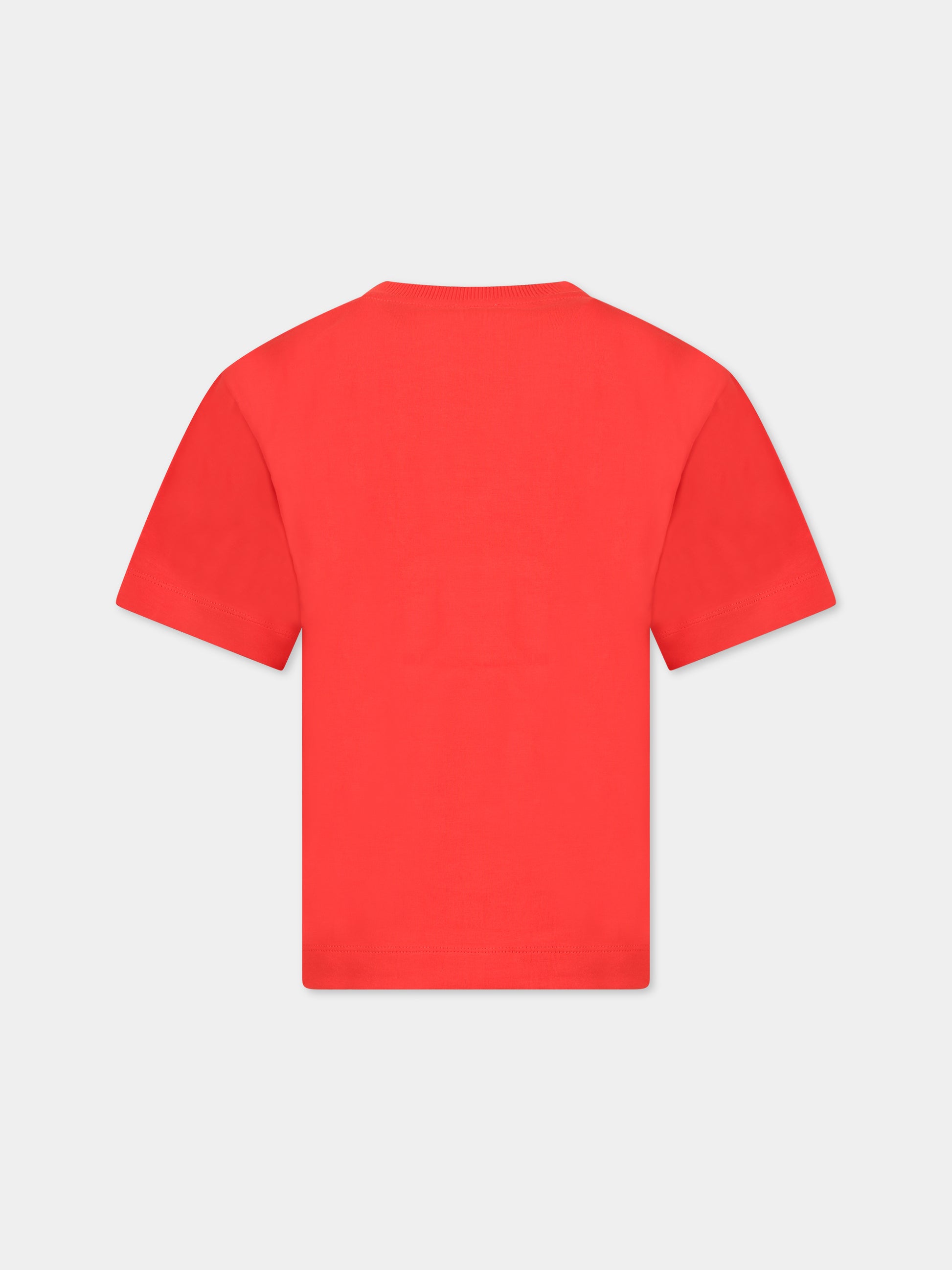 T-shirt rossa per bambini con Teddy Bears e logo,Moschino Kids,HPM03S LBA22 50109