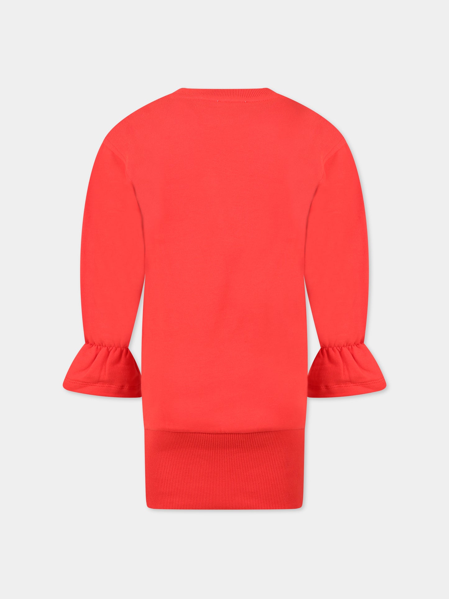 Vestito rosso per bambina con Teddy Bear e logo,Moschino Kids,HDV0BX LDA16 50109