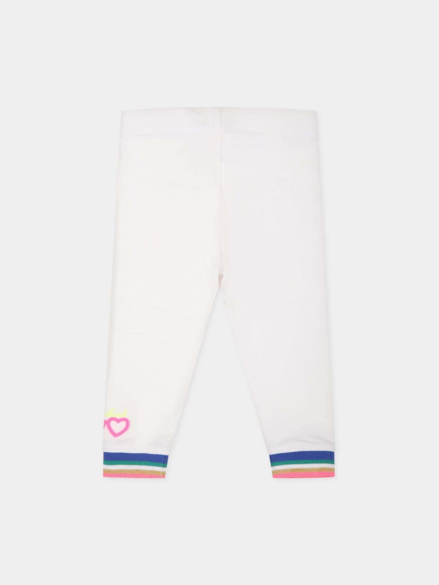 Leggings bianchi per neonata con logo e cuori,Billieblush,U04247 10B
