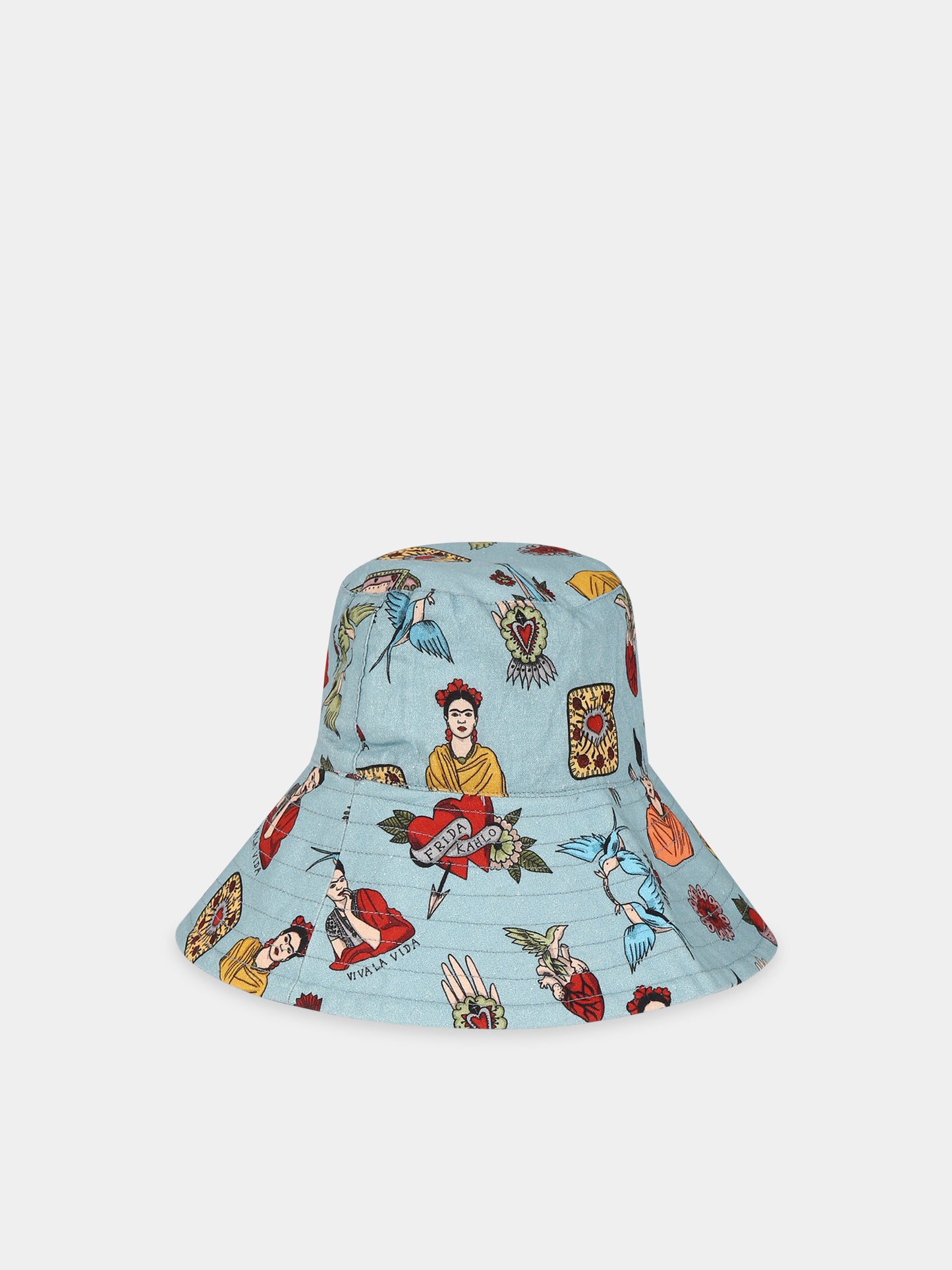 Cloche celeste per bambina con stampa,Atelier Parsmei,AMO/UNI/ACC/FRI