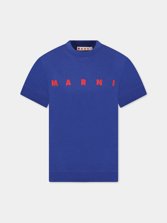 T-shirt blu per bambini con logo,Marni Kids,M002MV M00HZ 0M833