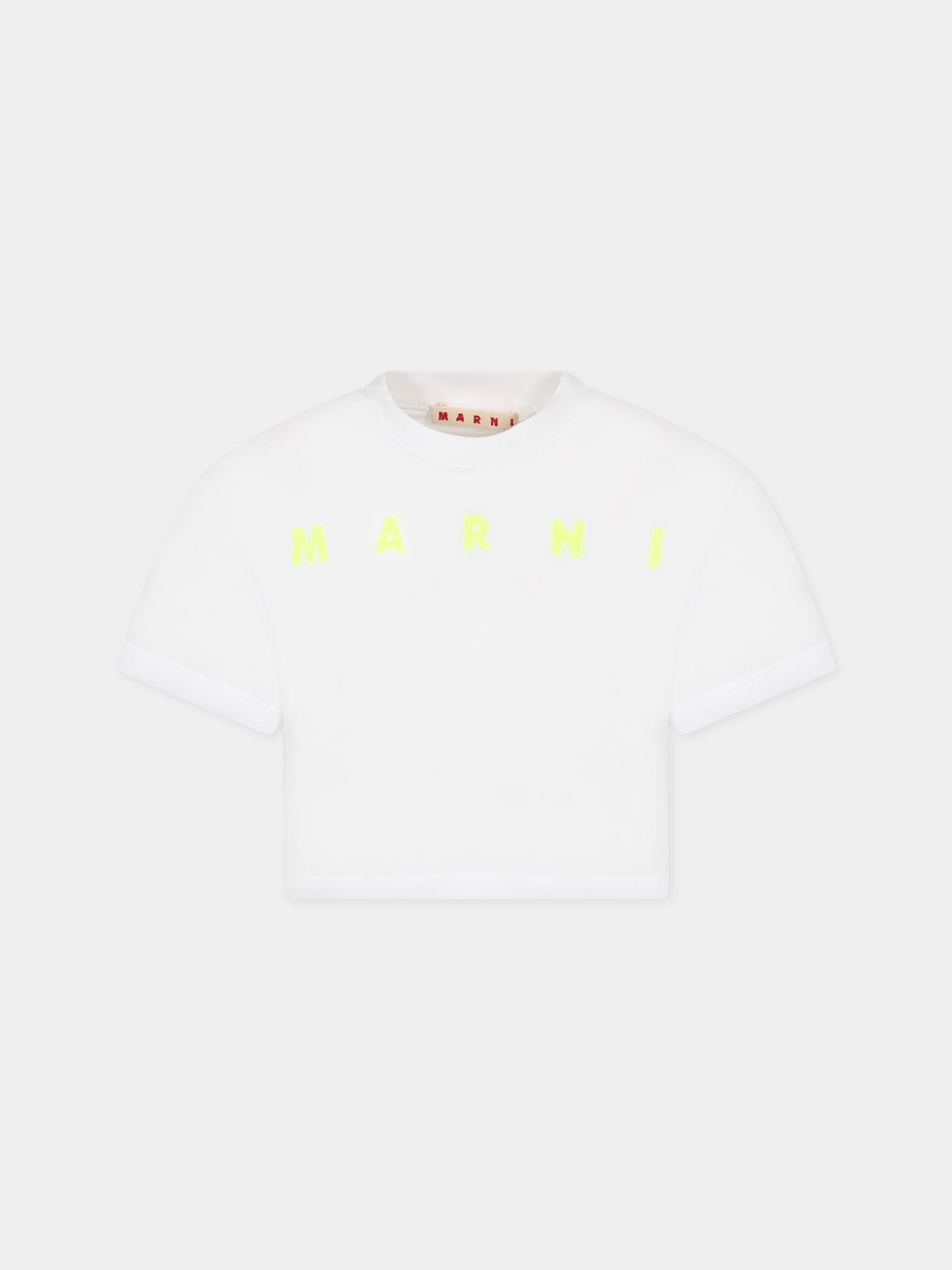 T-shirt bianca per bambina con logo,Marni Kids,M00695 M00NE 0M100