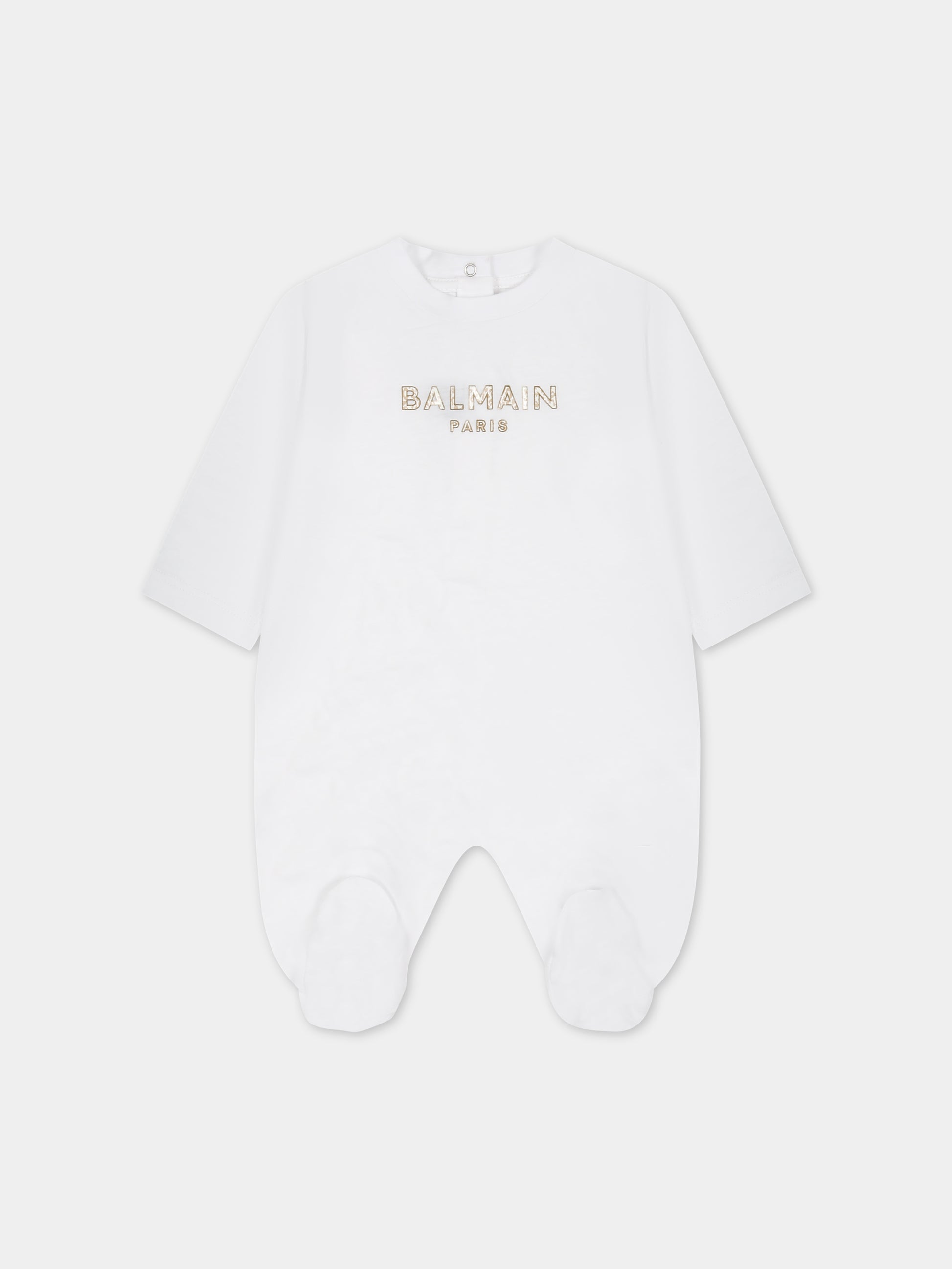 Set bianco per neonati con logo,Balmain Kids,BSB600 J0177 100BG