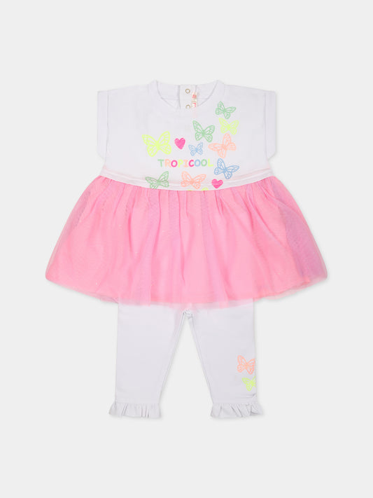 Completo bianco per neonata con farfalle e cuori,Billieblush,U08114 462