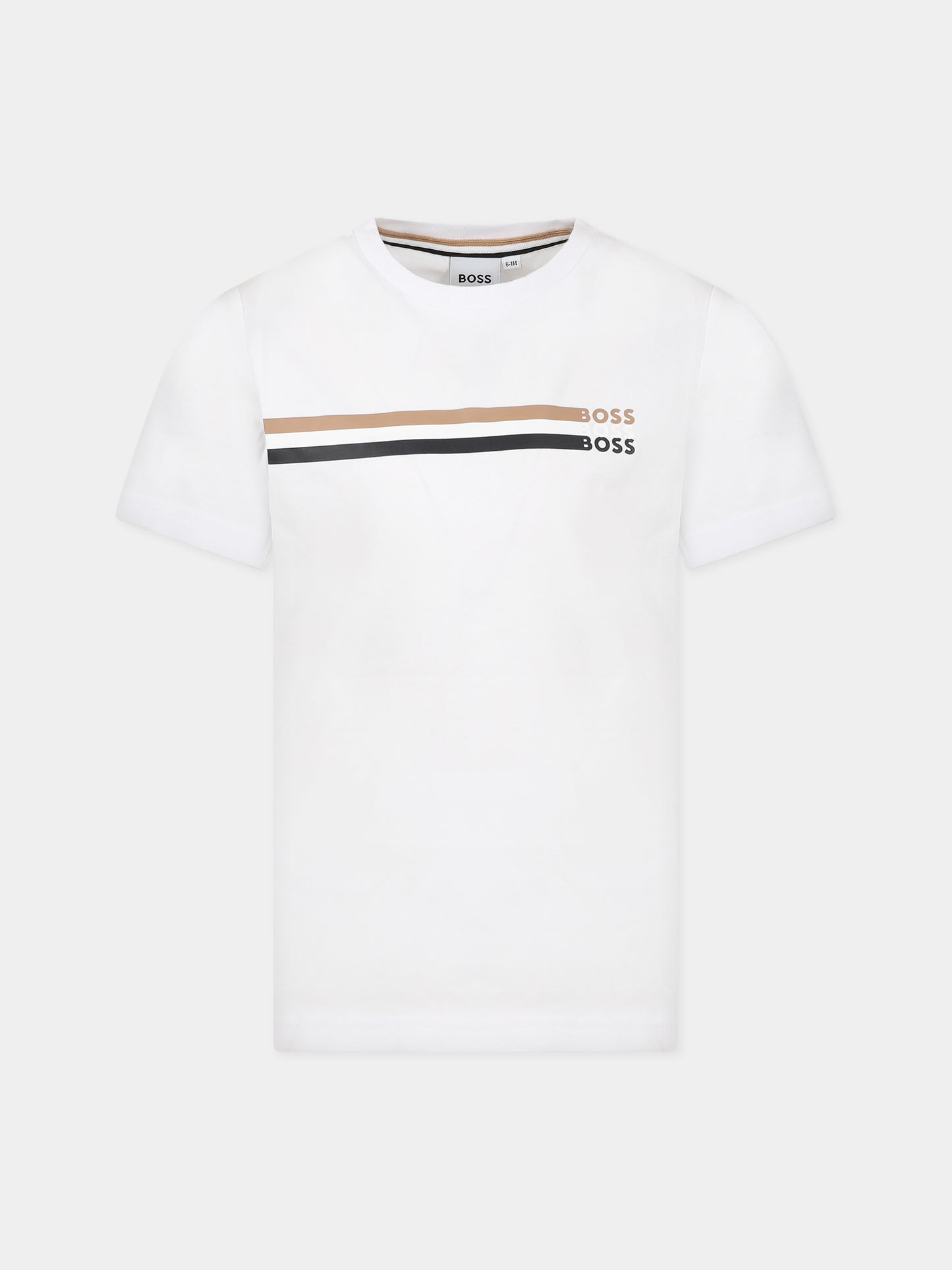 T-shirt bianca per bambino con logo,Boss,J25O18 10P