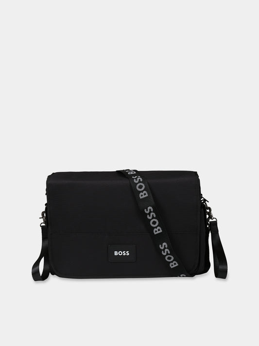 Borsa mamma nera per neonati con logo,Boss,J90304 09B