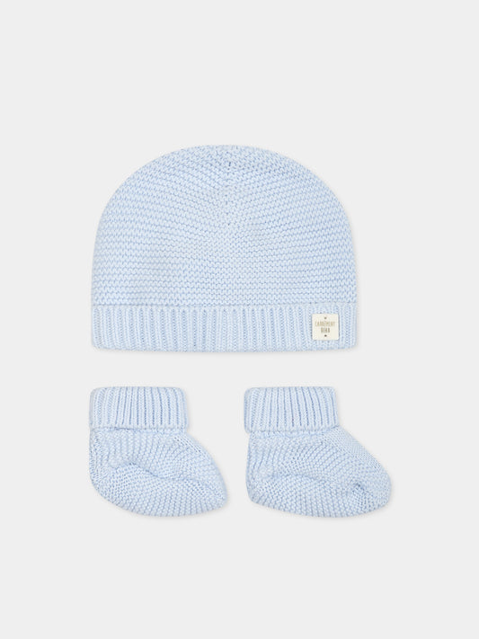 Set celeste per neonato con logo,Carrement Beau,Y98216 78K