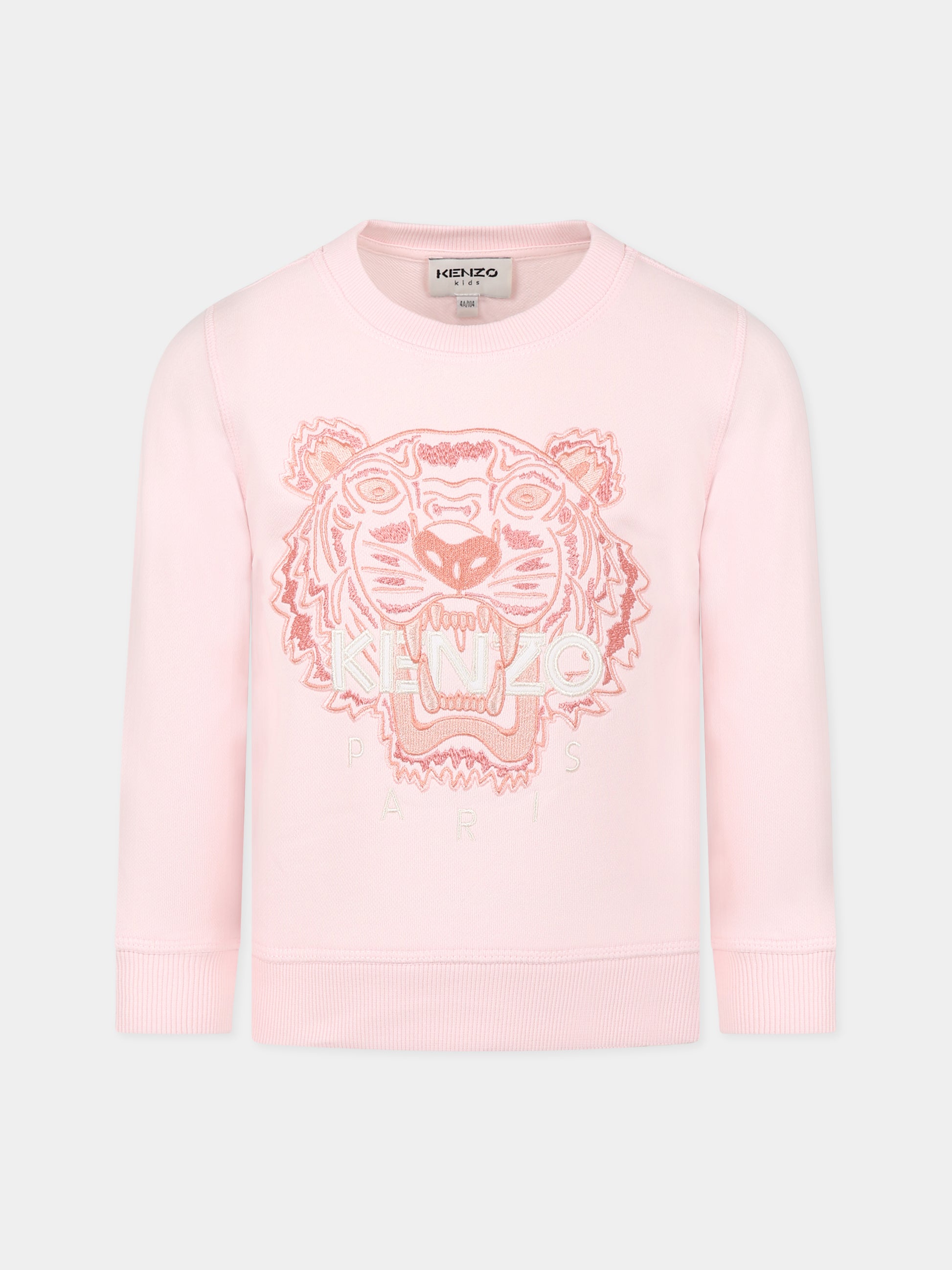 Felpa rosa per bambina con Kotora e logo,Kenzo Kids,K15644 44D