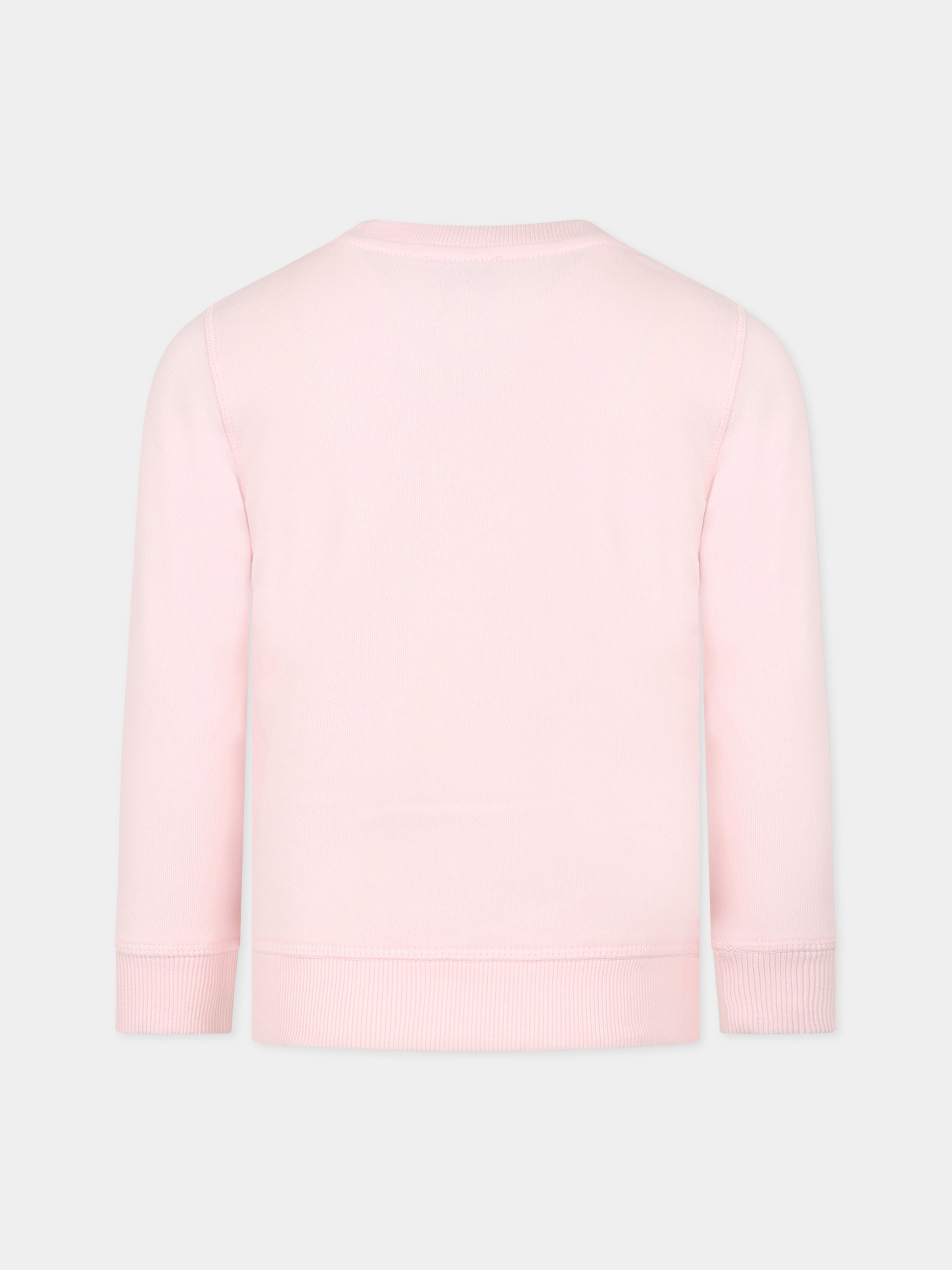 Felpa rosa per bambina con Kotora e logo,Kenzo Kids,K15644 44D
