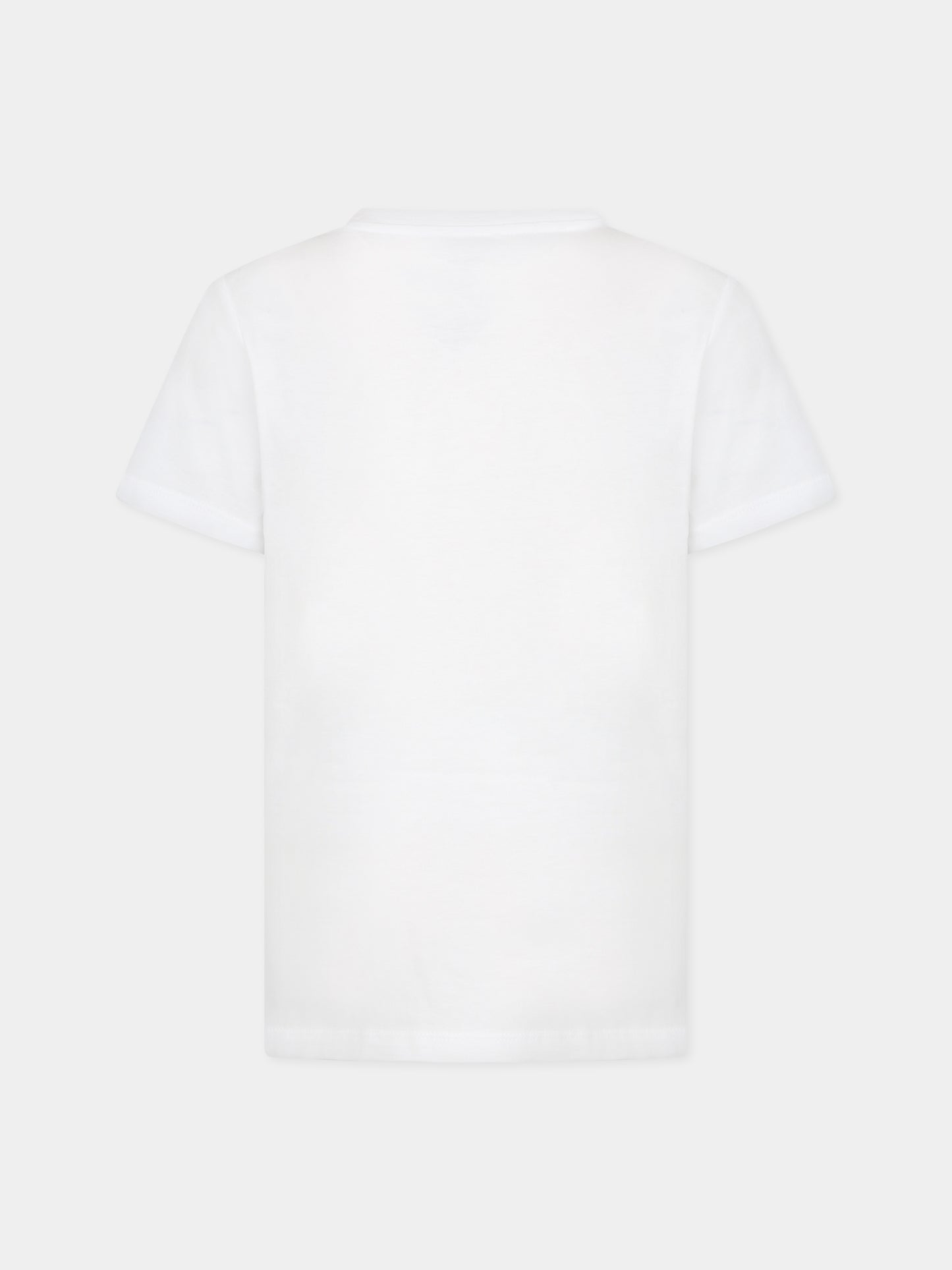 T-shirt bianca per bambina con Kotora e logo,Kenzo Kids,K15662 10B