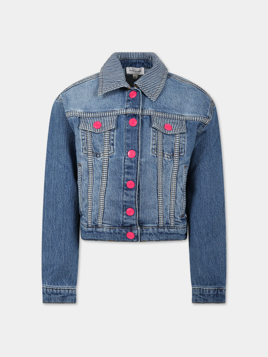 Giubbotto blu per bambina con palme e logo,Little Marc Jacobs,W16150 Z10