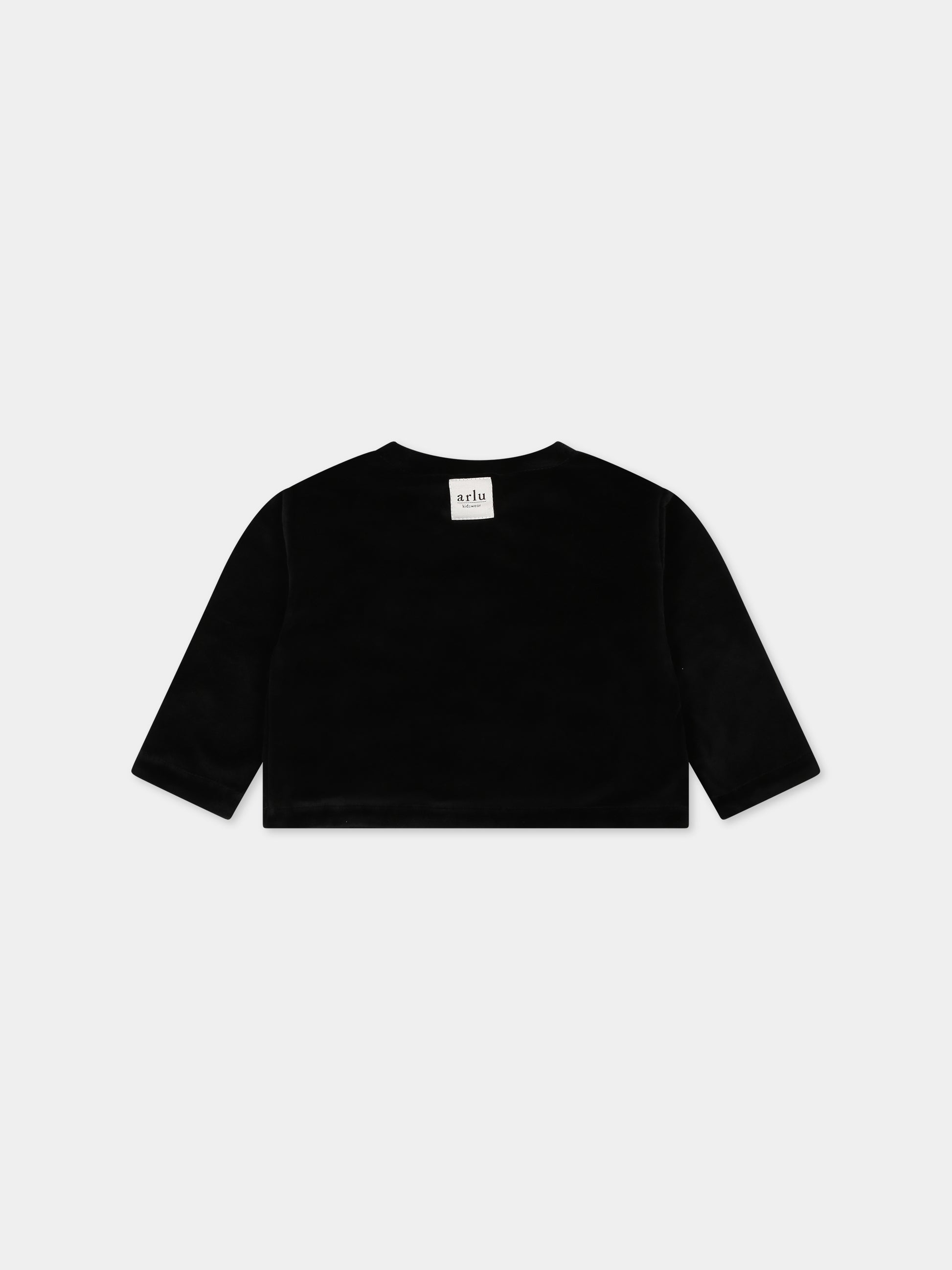 Cardigan nero per neonati con logo,Arlu Kidswear,KIMONO CINIGLIA