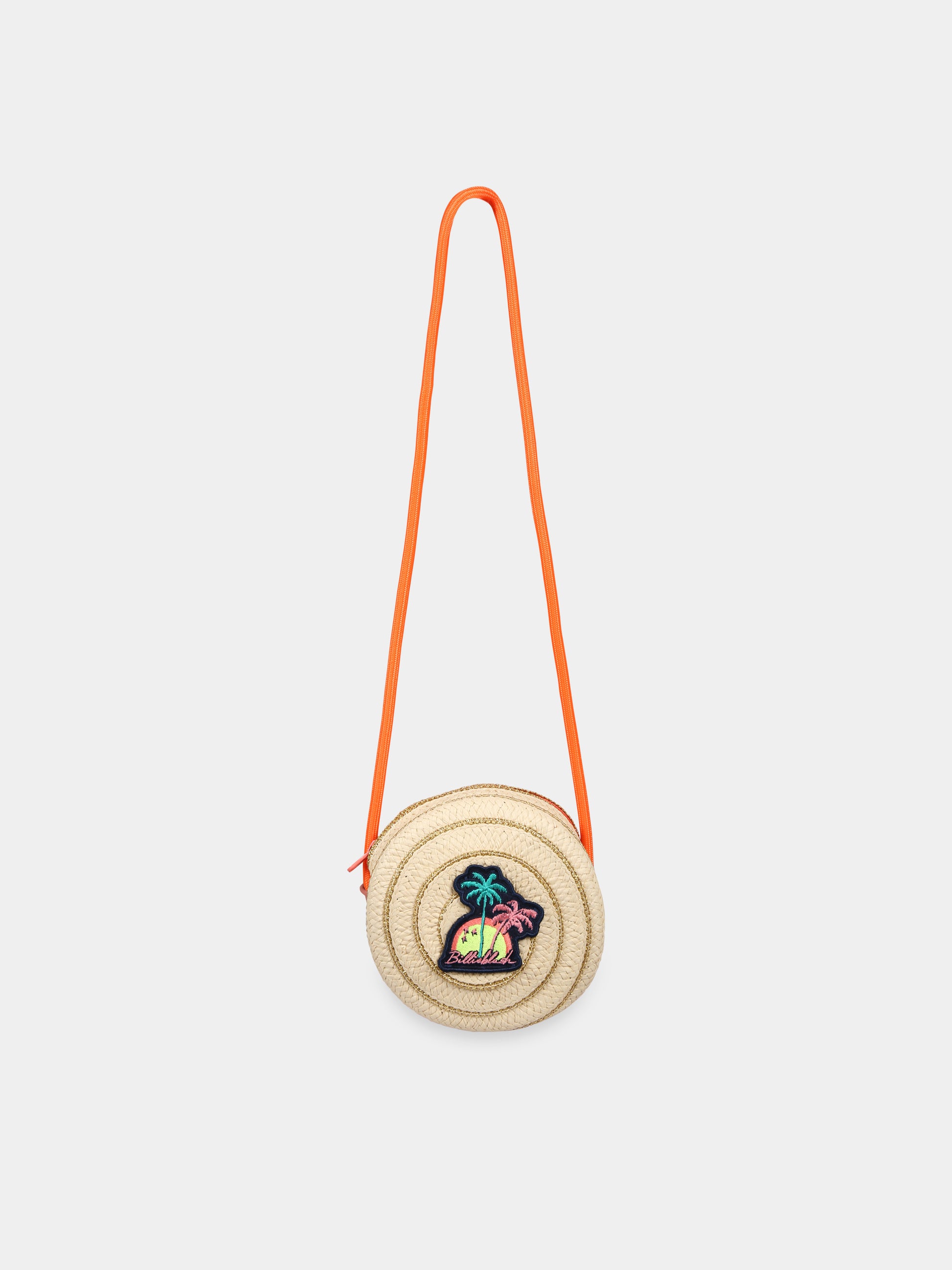 Borsa beige per bambina con palme e logo,Billieblush,U10533 430