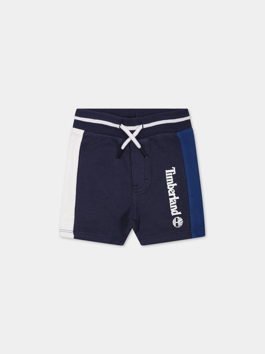 Shorts blu per neonato con logo,Timberland,T04A39 85T