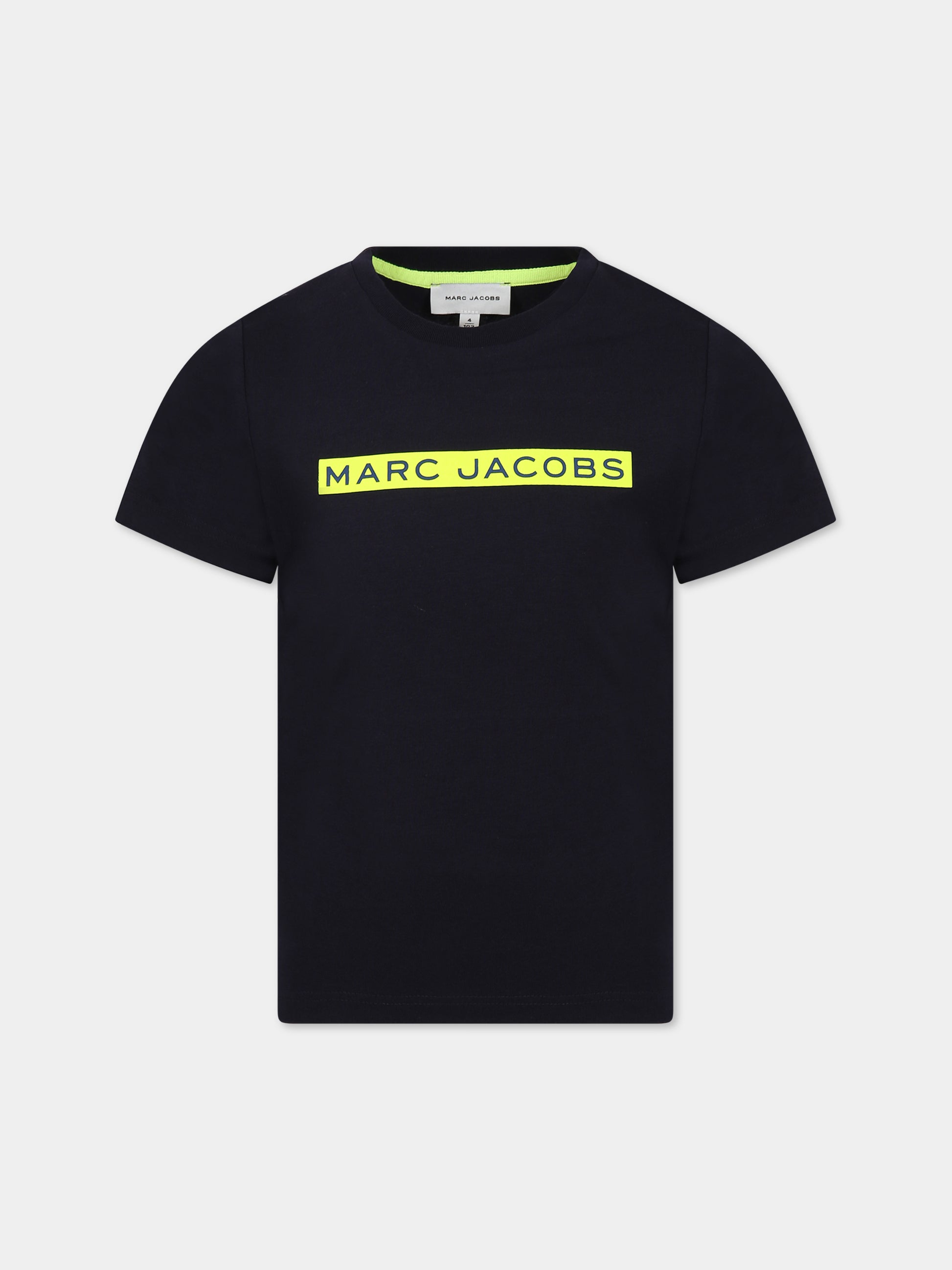 T-shirt blu per bambino con stampa logo,Little Marc Jacobs,W25581 84E