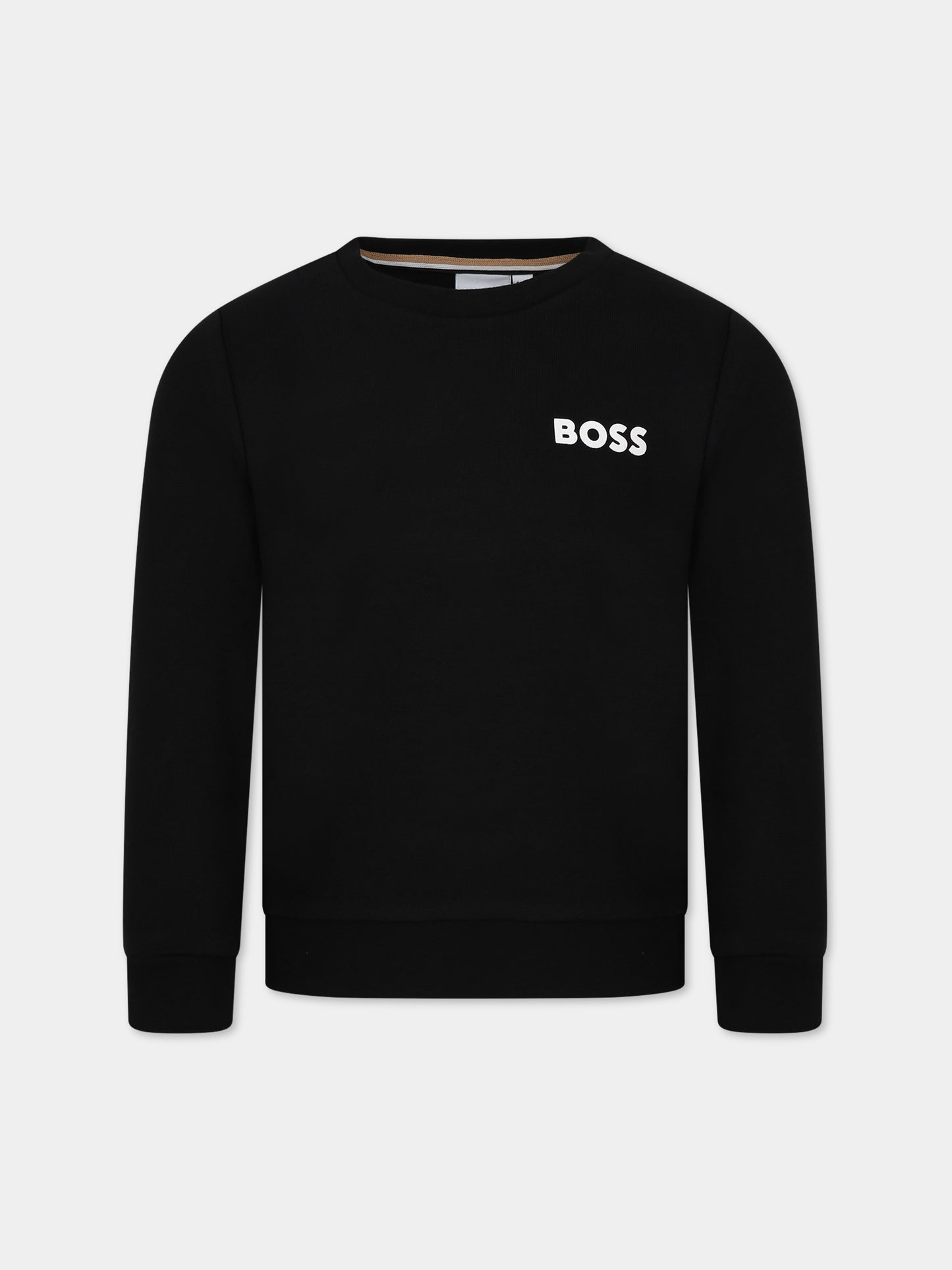 Felpa nera per bambino con logo,Boss,J25O43 09B