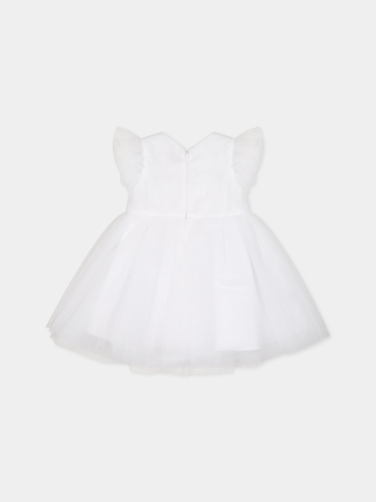 Vestito bianco per neonata con patch logato,Monnalisa,31A901 T9945 0099