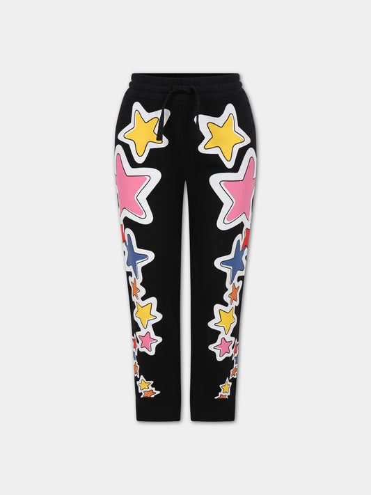 Pantaloni neri per bambina con stelle,Stella Mccartney Kids,8R6B90 Z0447 930