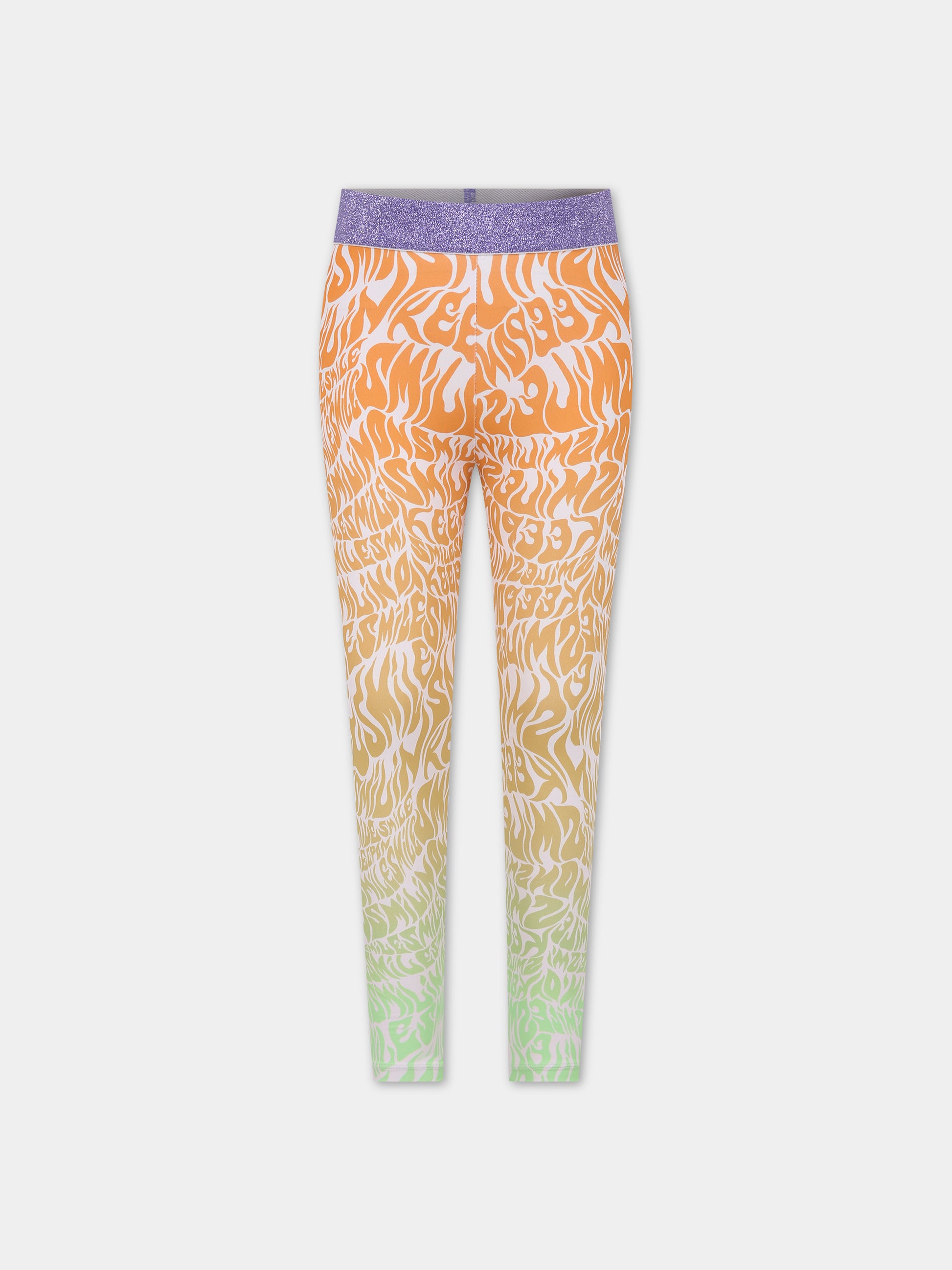Leggings multicolor per bambina con stampa smile,Stella Mccartney Kids,8R6D80 Z0693 545MC