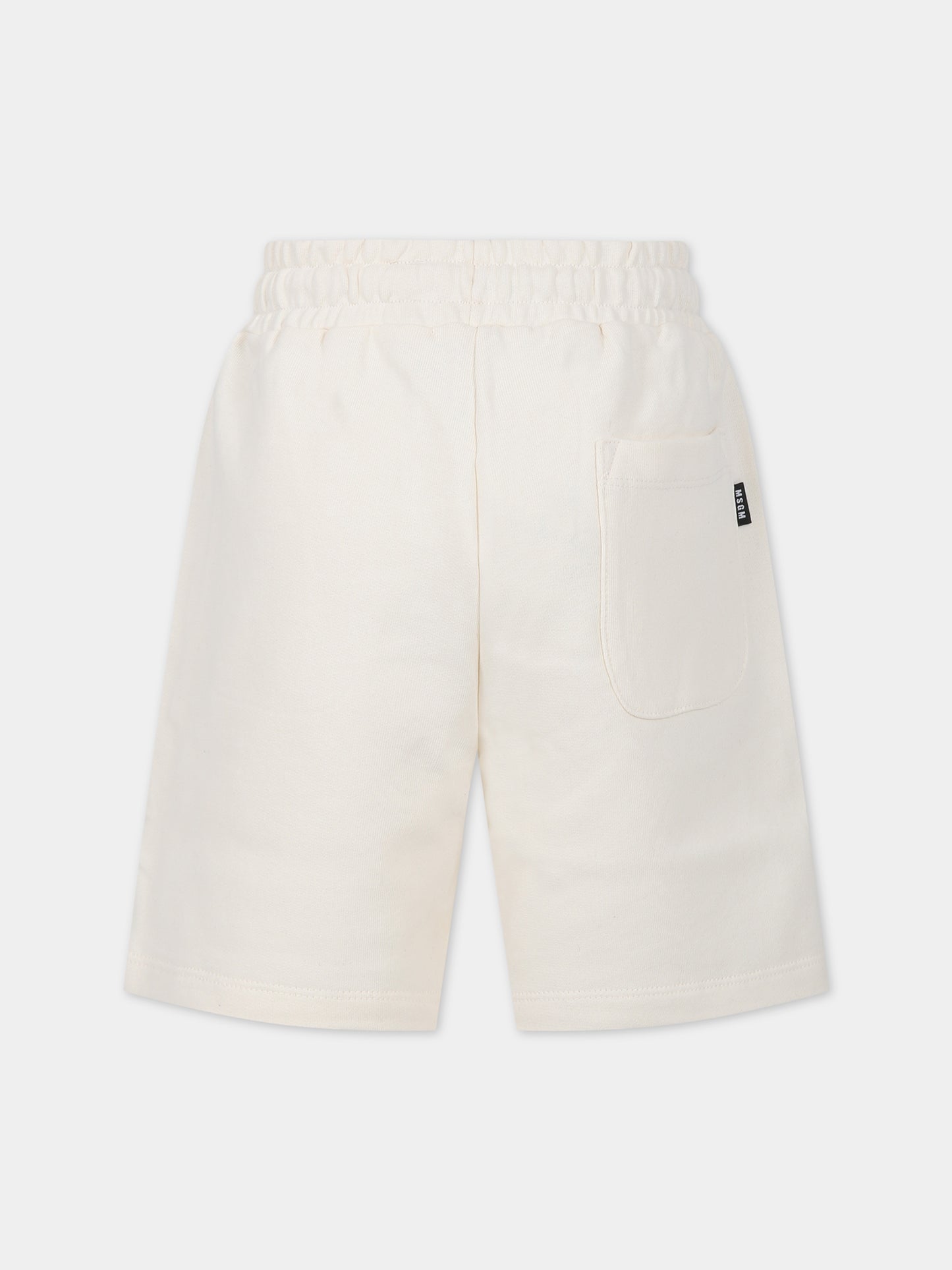 Shorts avorio per bambini con logo,Msgm Kids,MS029331 013