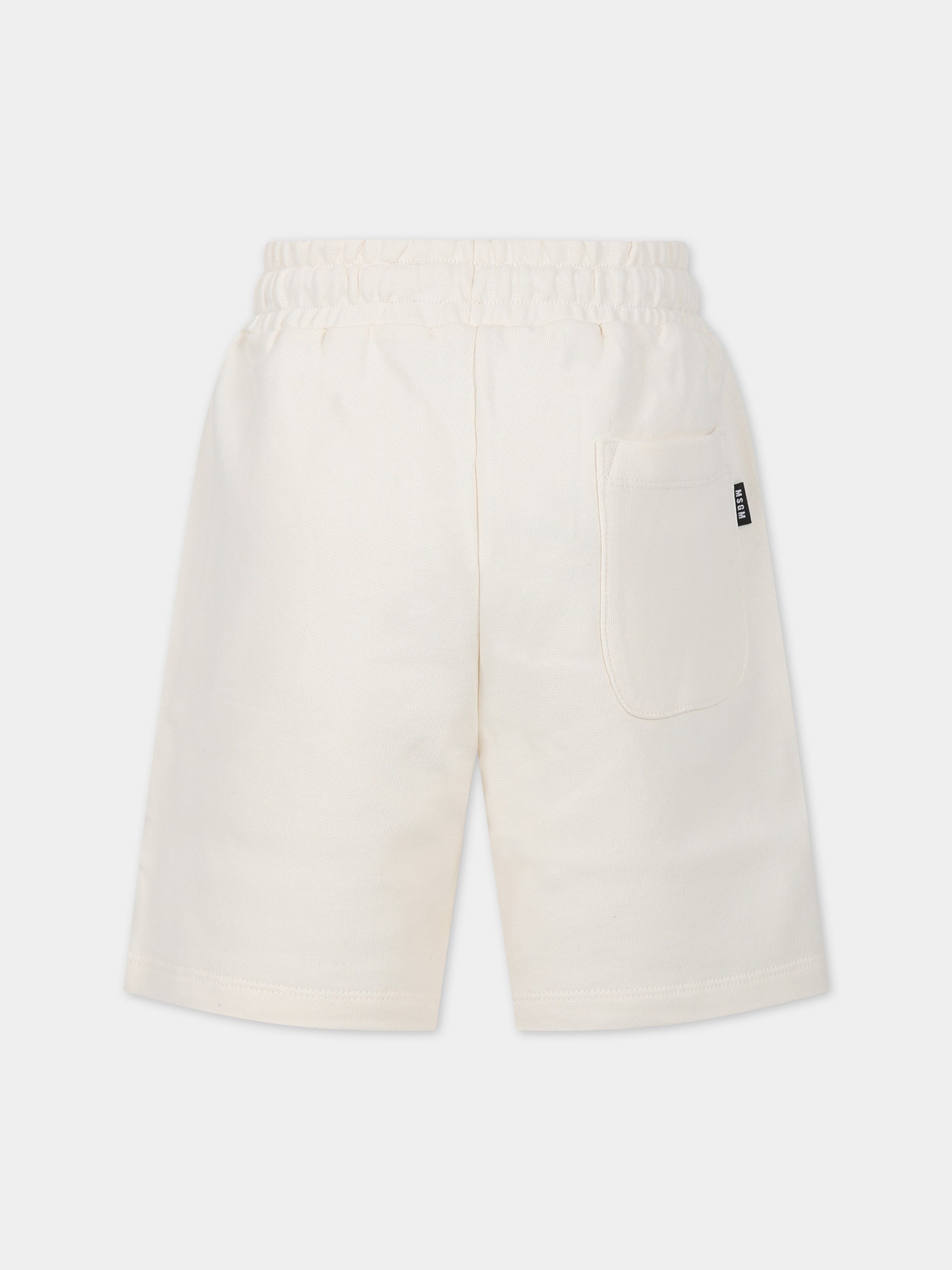 Shorts avorio per bambini con logo,Msgm Kids,MS029331 013
