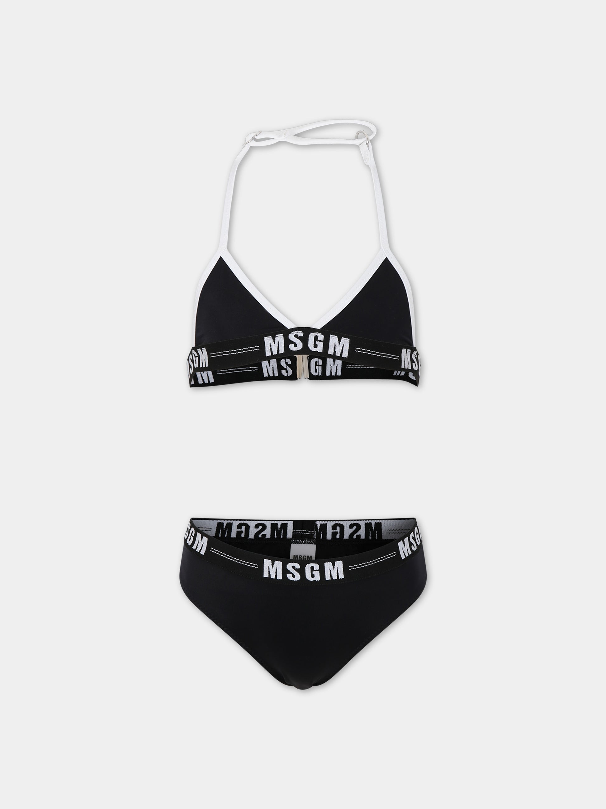 Bikini nero per bambina con logo,Msgm Kids,MS029344 110