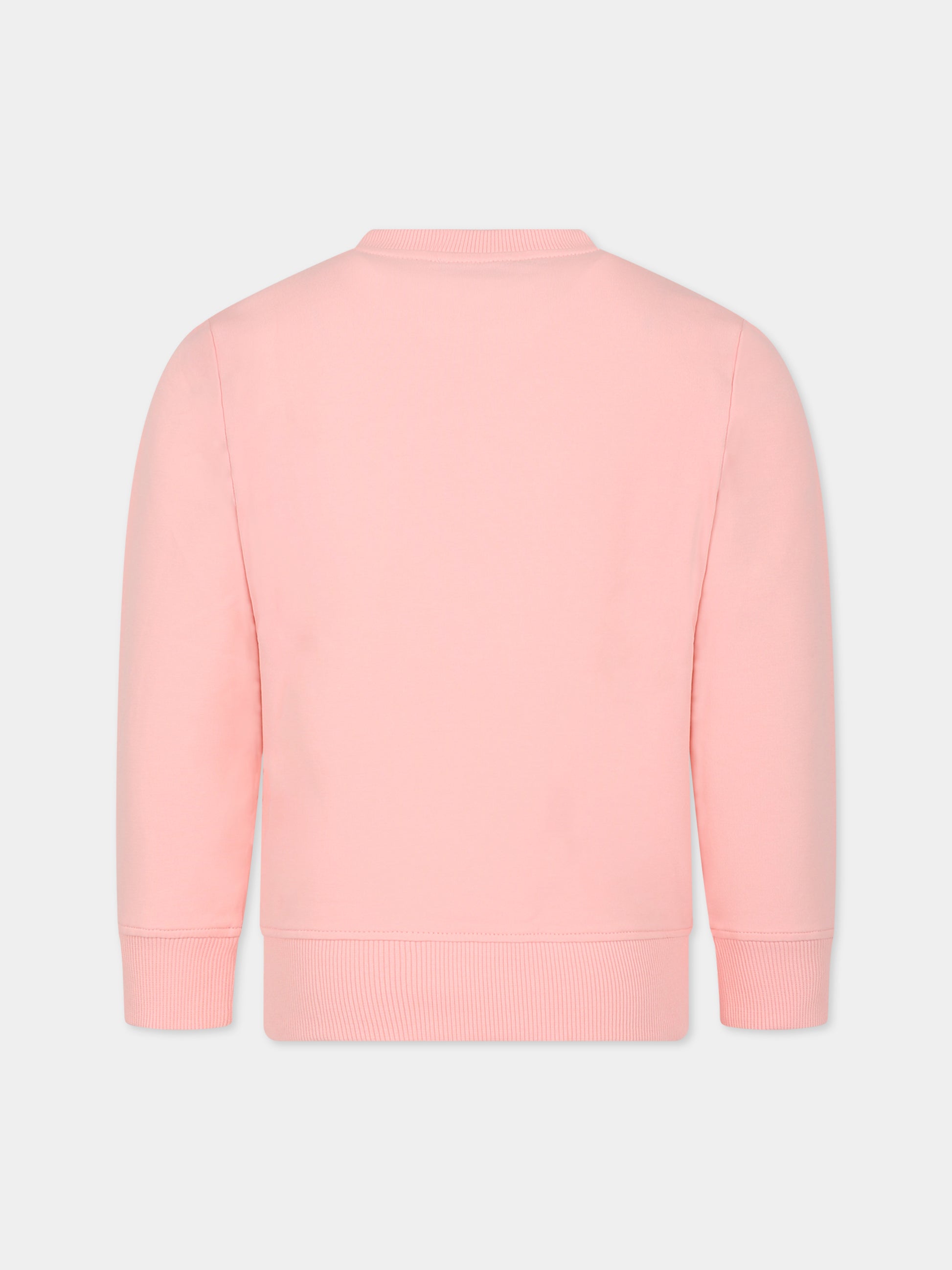 Felpa rosa per bambini con Teddy Bear e logo,Moschino Kids,HRF05R LDA00 50209