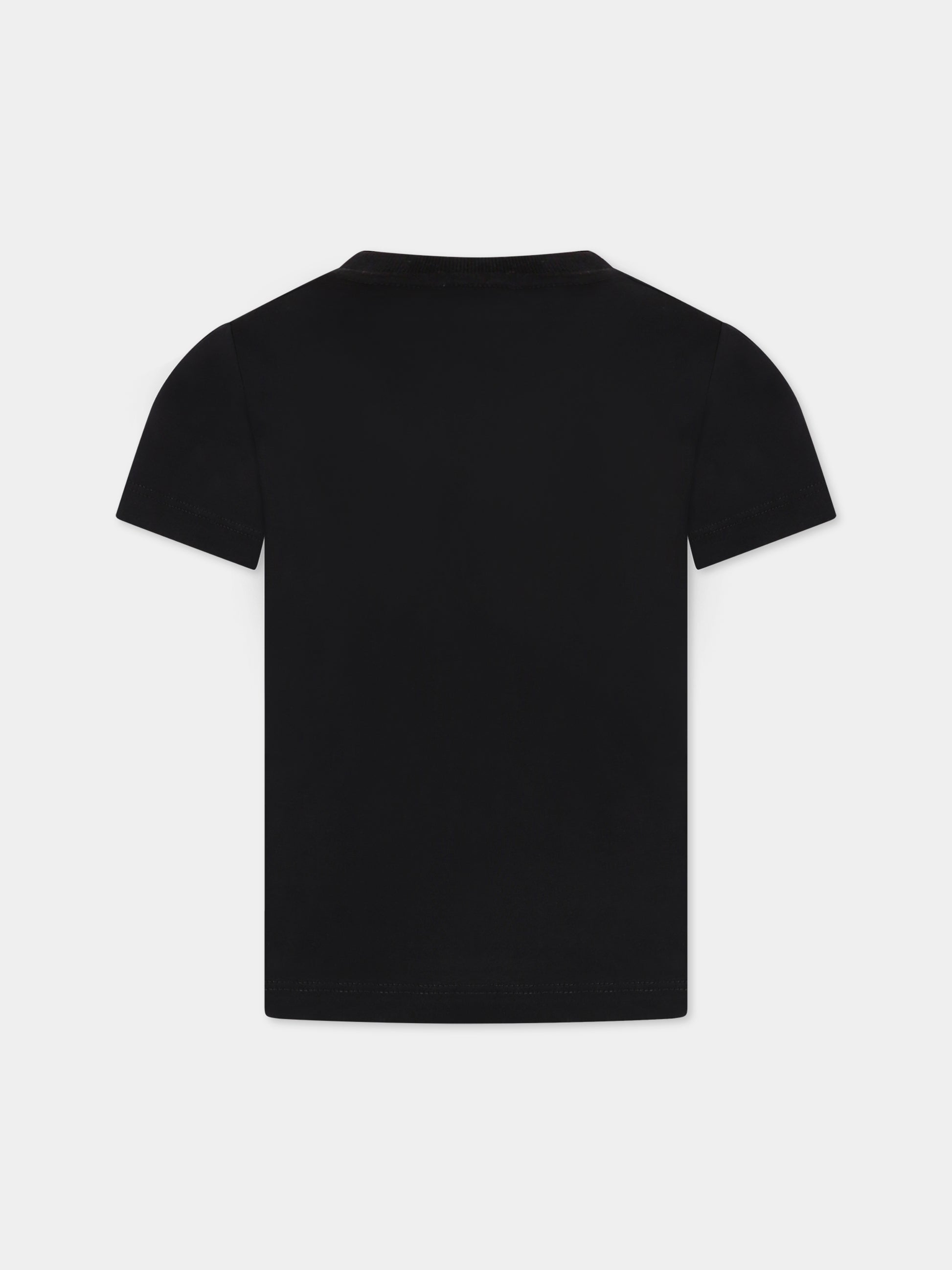 T-shirt nera per bambini con Teddy Bear e logo,Moschino Kids,HUM049 LAA24 60100