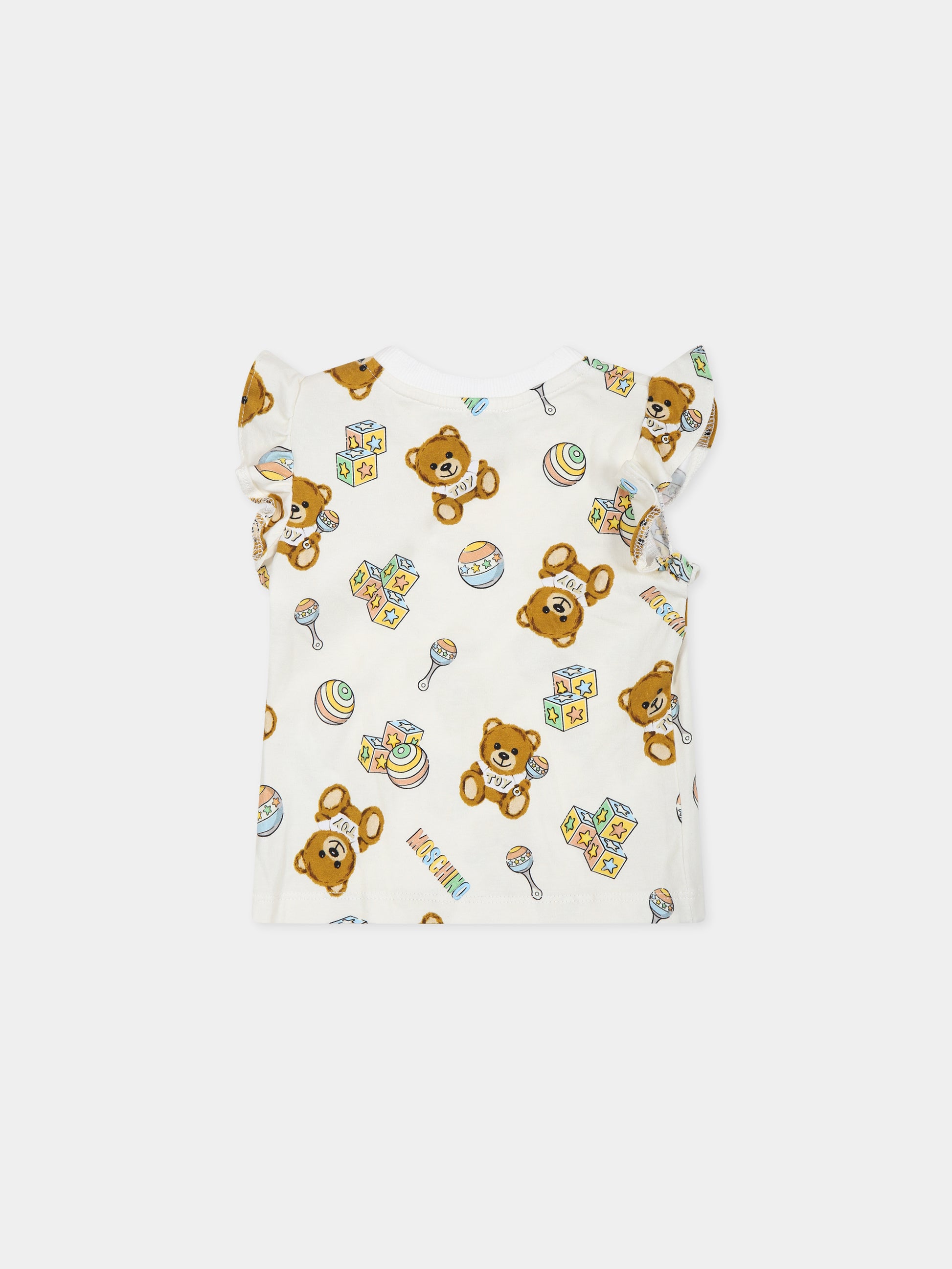 Completo multicolor per neonata con Teddy Bear e logo,Moschino Kids,MDG00S LMA01 50209