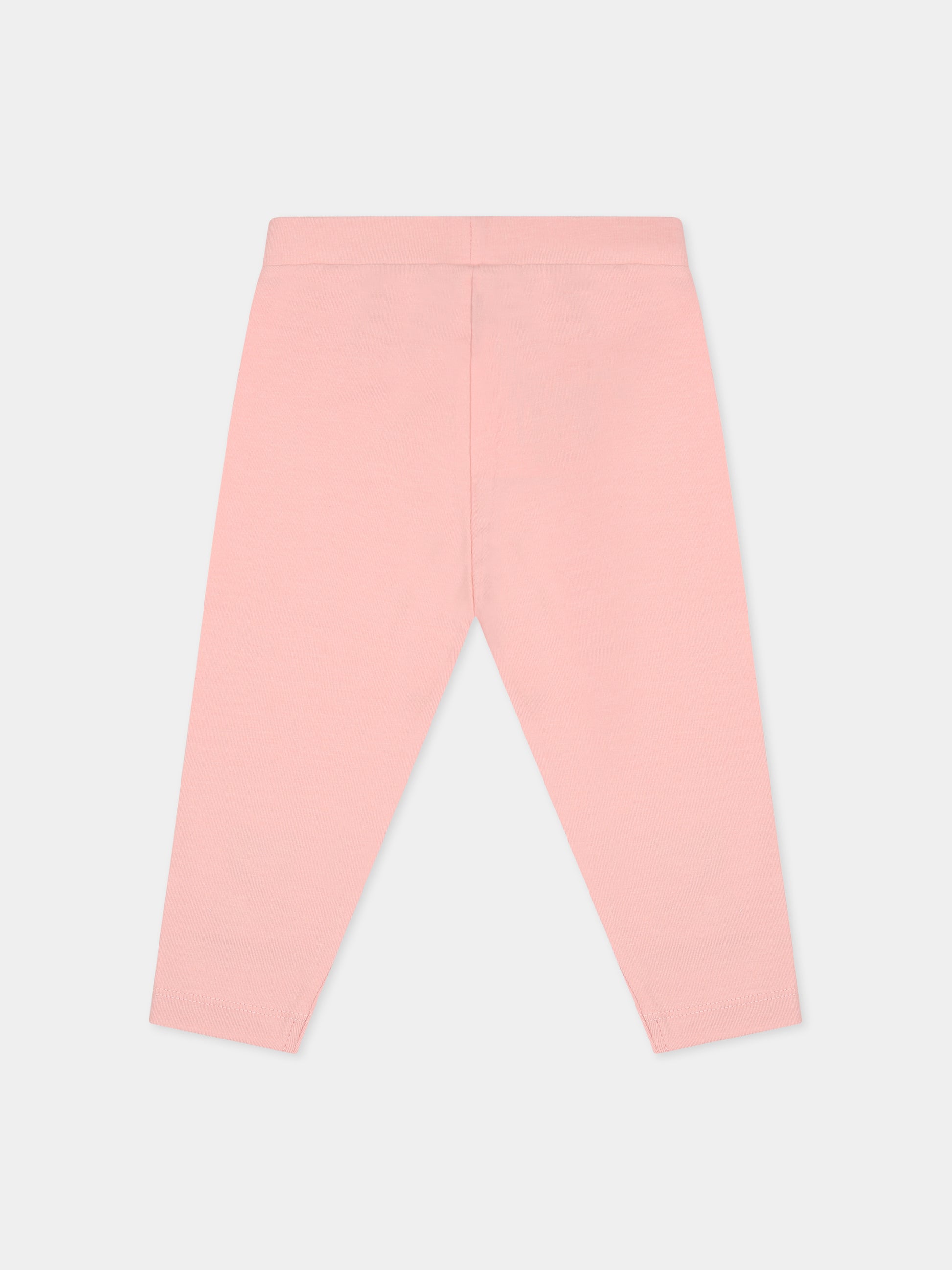 Leggings rosa per neonata con Teddy Bear e logo,Moschino Kids,MDP02Z LBA00 50209