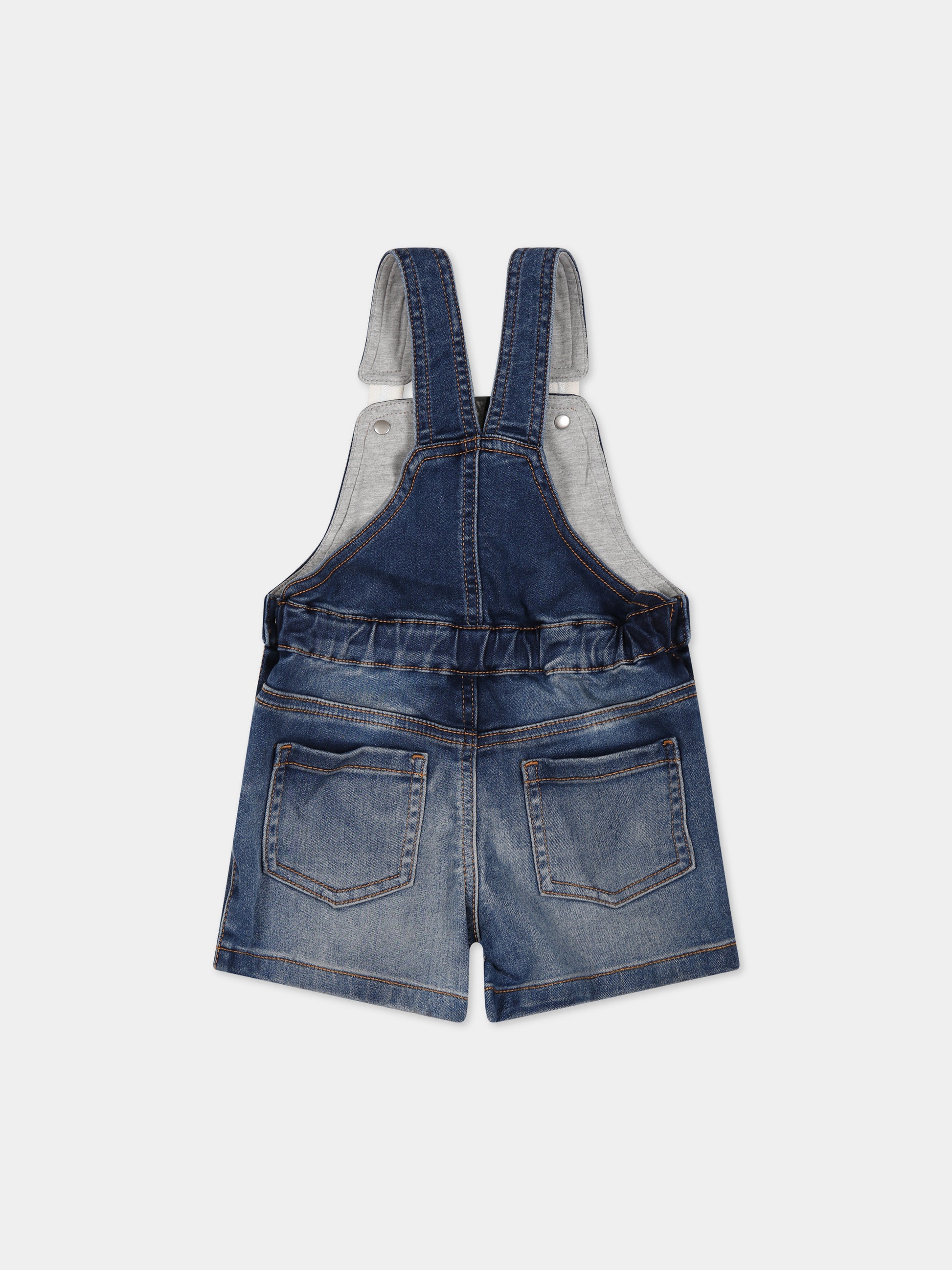 Salopette blu per neonato con Teddy Bera e logo,Moschino Kids,MUQ00P LXE43 40613