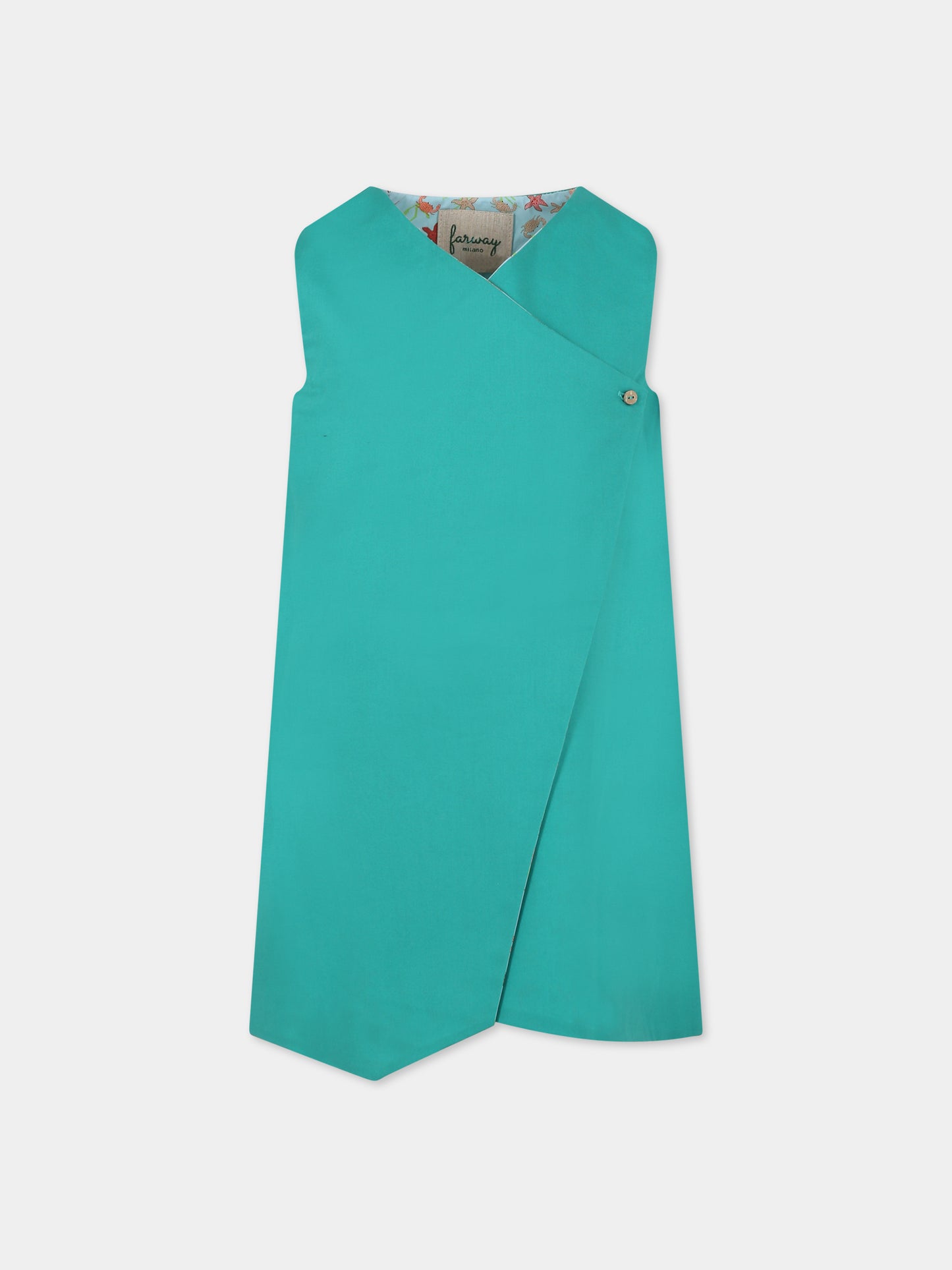 Vestito celeste double-face per bambinta con stampa e logo,Farway Milano,ABDO2PKT