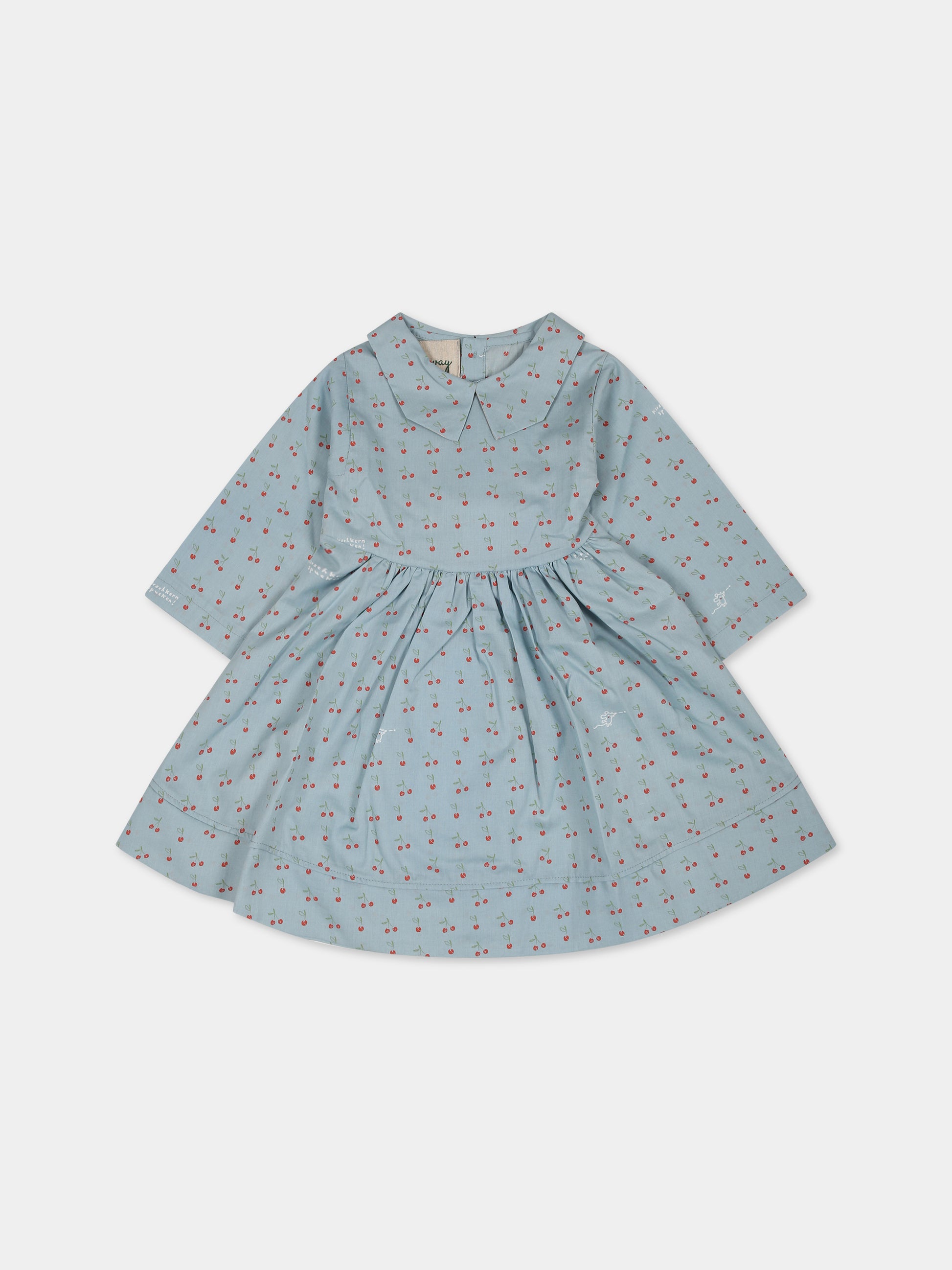 Vestito celeste per neonata con ciliegie,Farway Milano,AB03SPKS