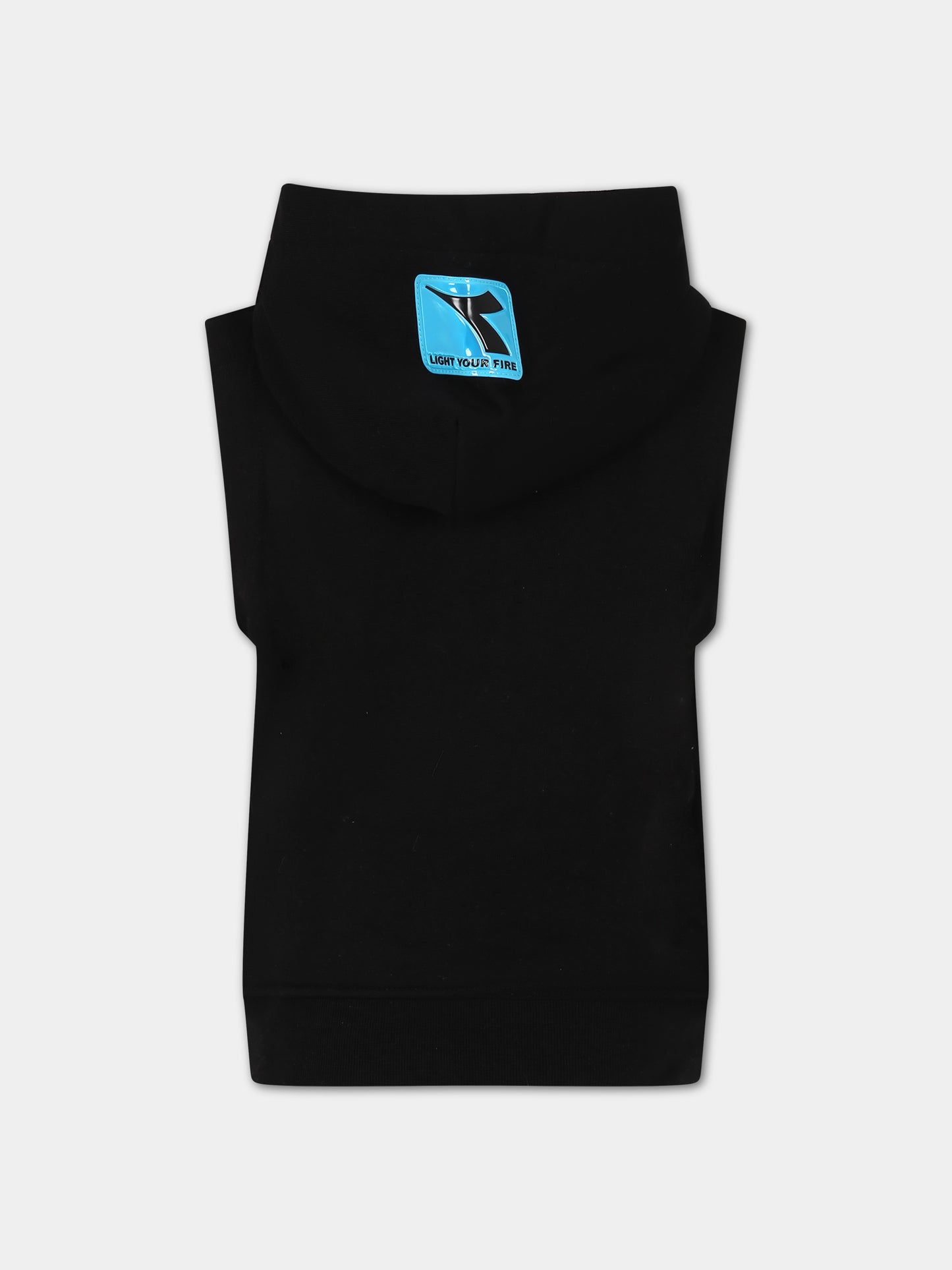 Felpa nera per bambino con logo,Diadora Kids,031577 110