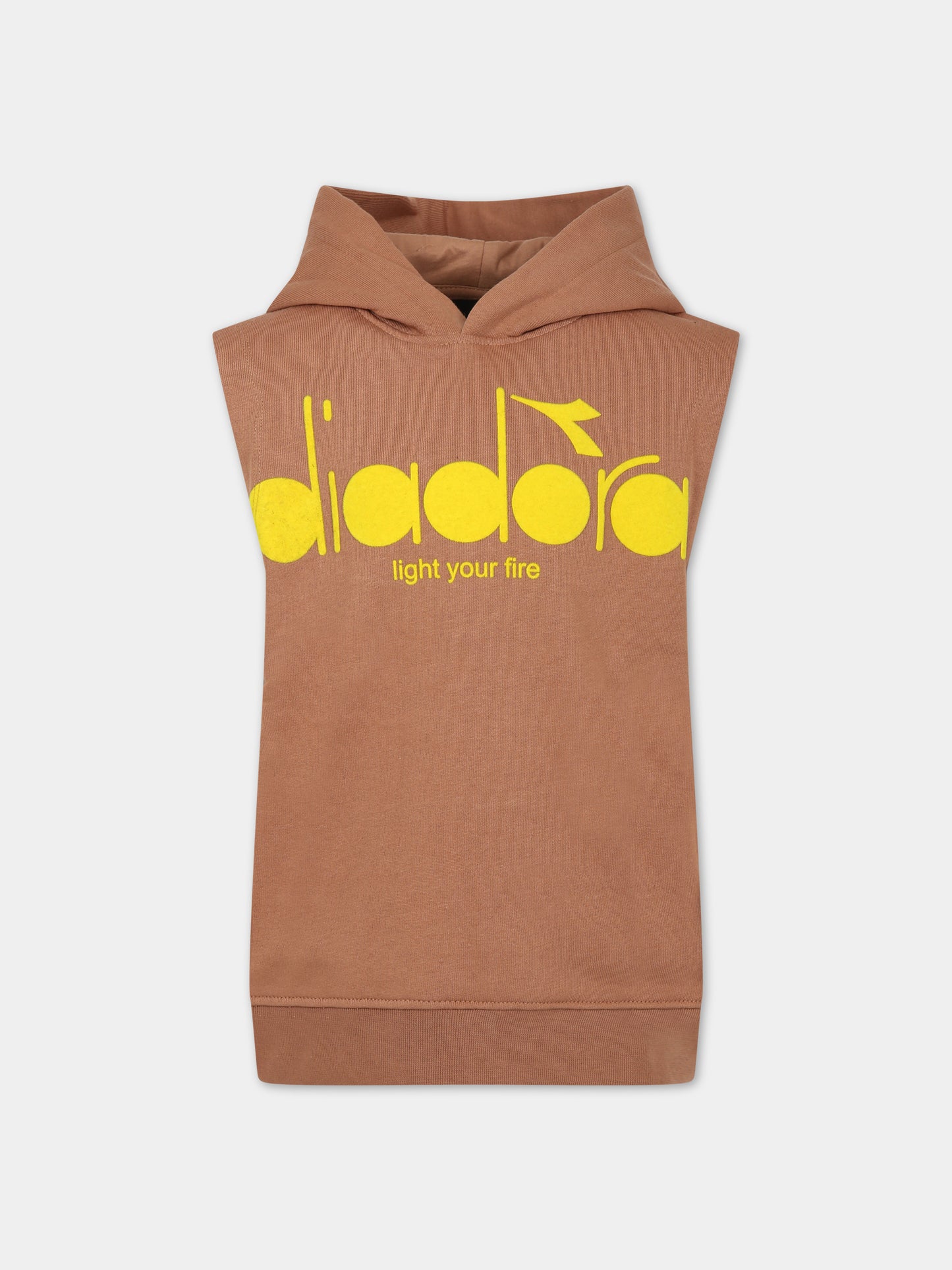 Felpa marrone per bambino con logo,Diadora Kids,031577 924