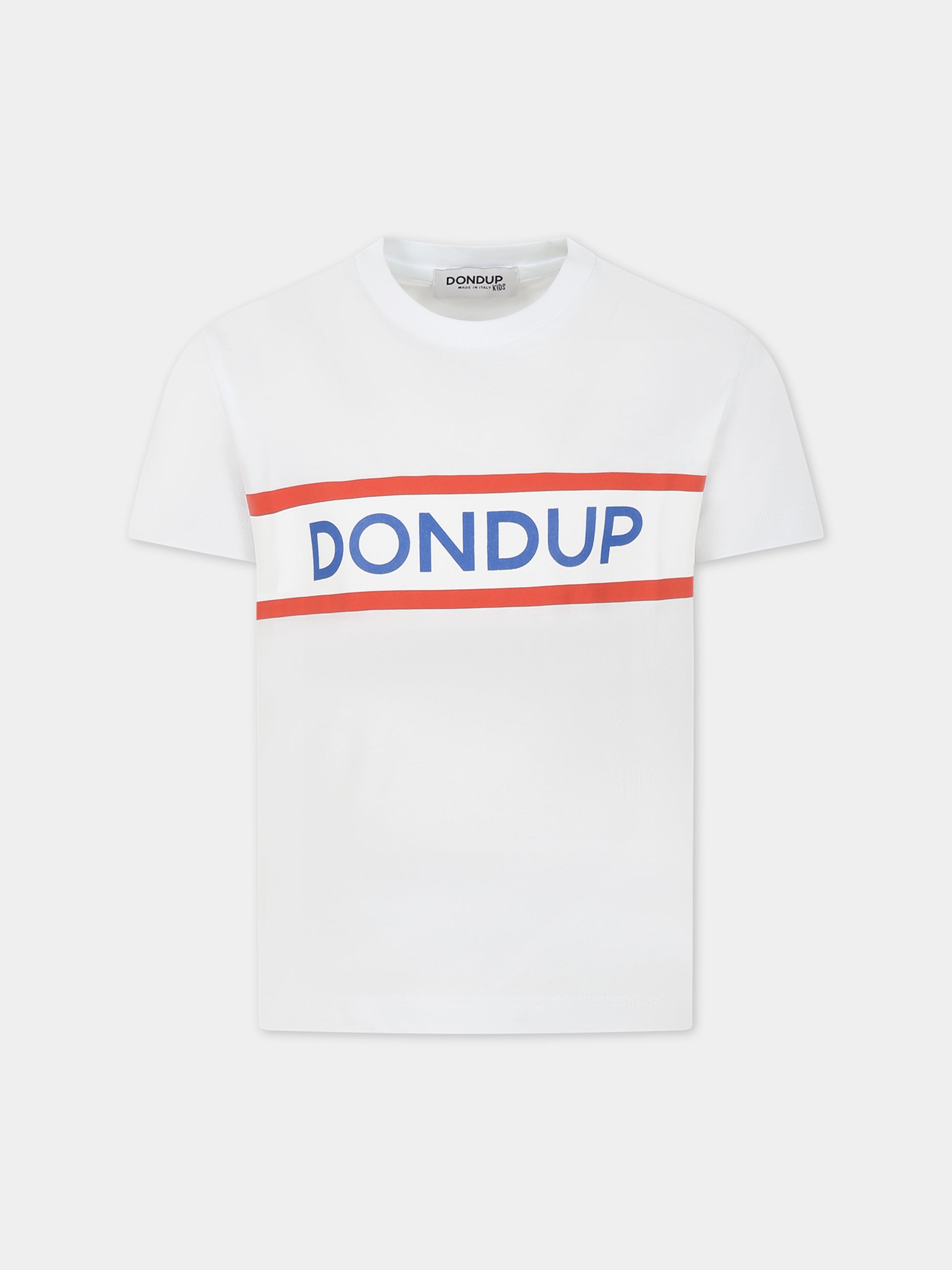 T-shirt bianca per bambino con logo,Dondup Kids,DMTS101C JF65B006 JF65