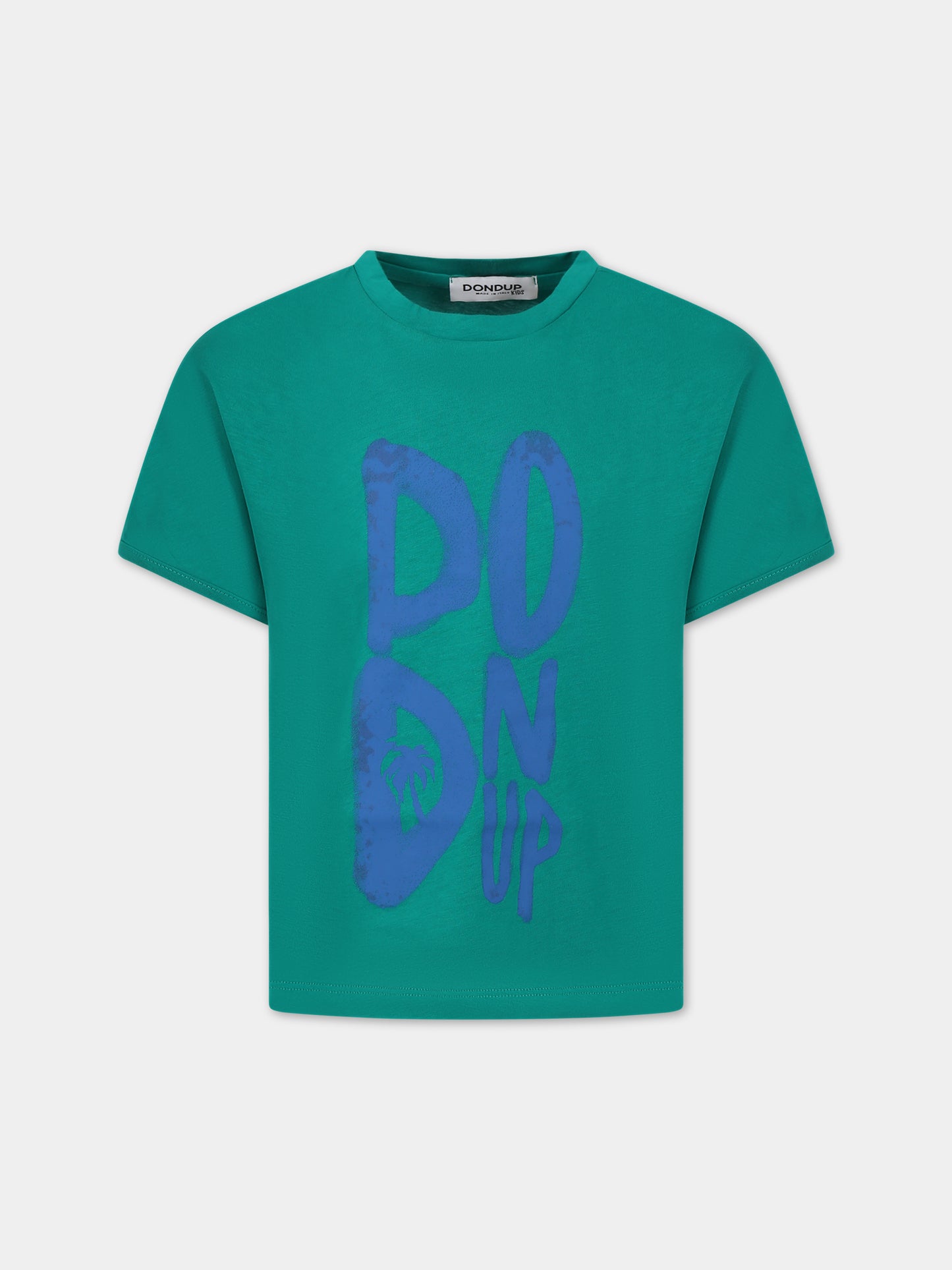T-shirt verde per bambino con logo,Dondup Kids,DMTS103 CJF651005 1005