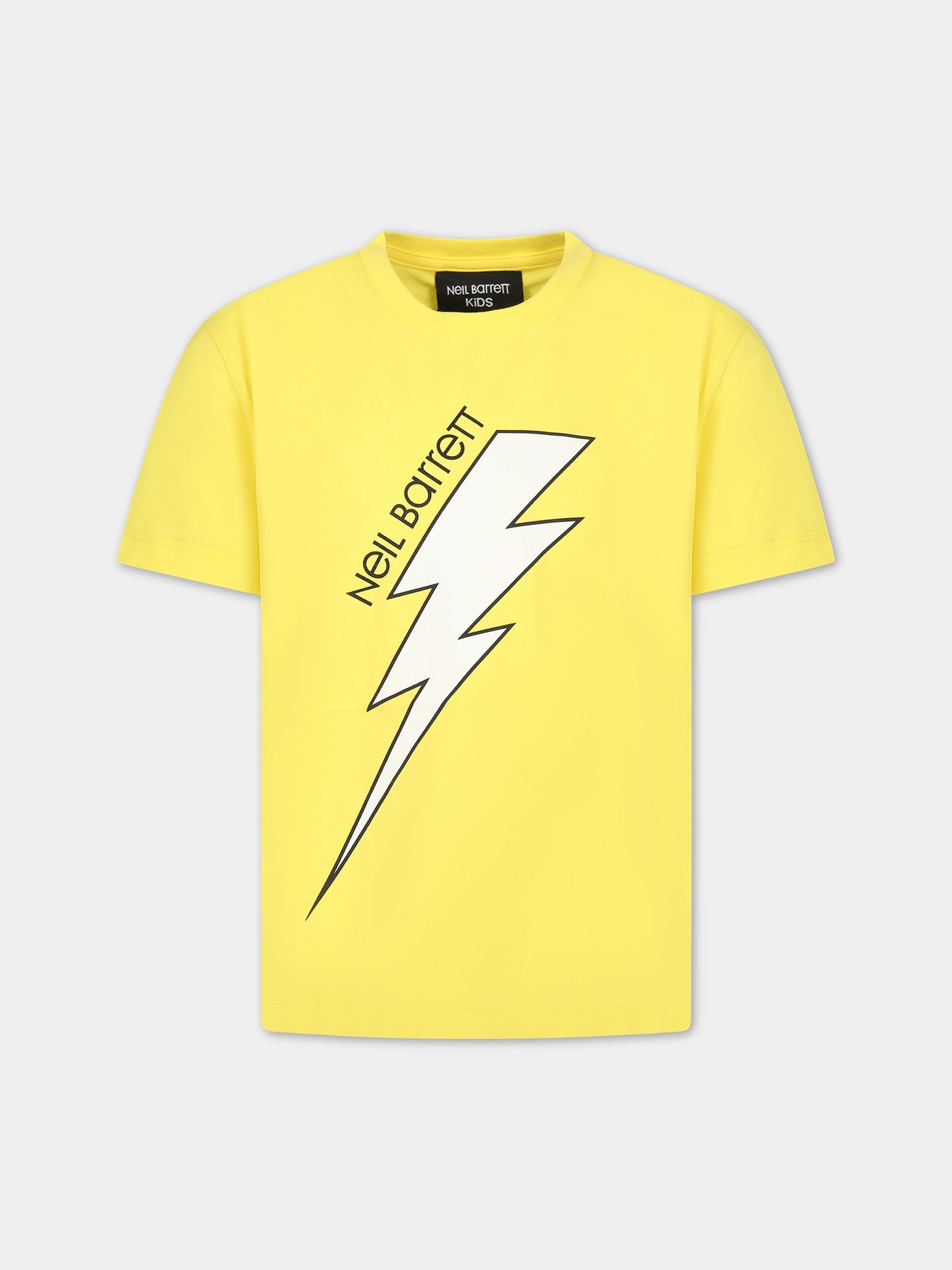 T-shirt gialla per bambino con iconica saetta e logo,Neil Barrett Kids,033589 020