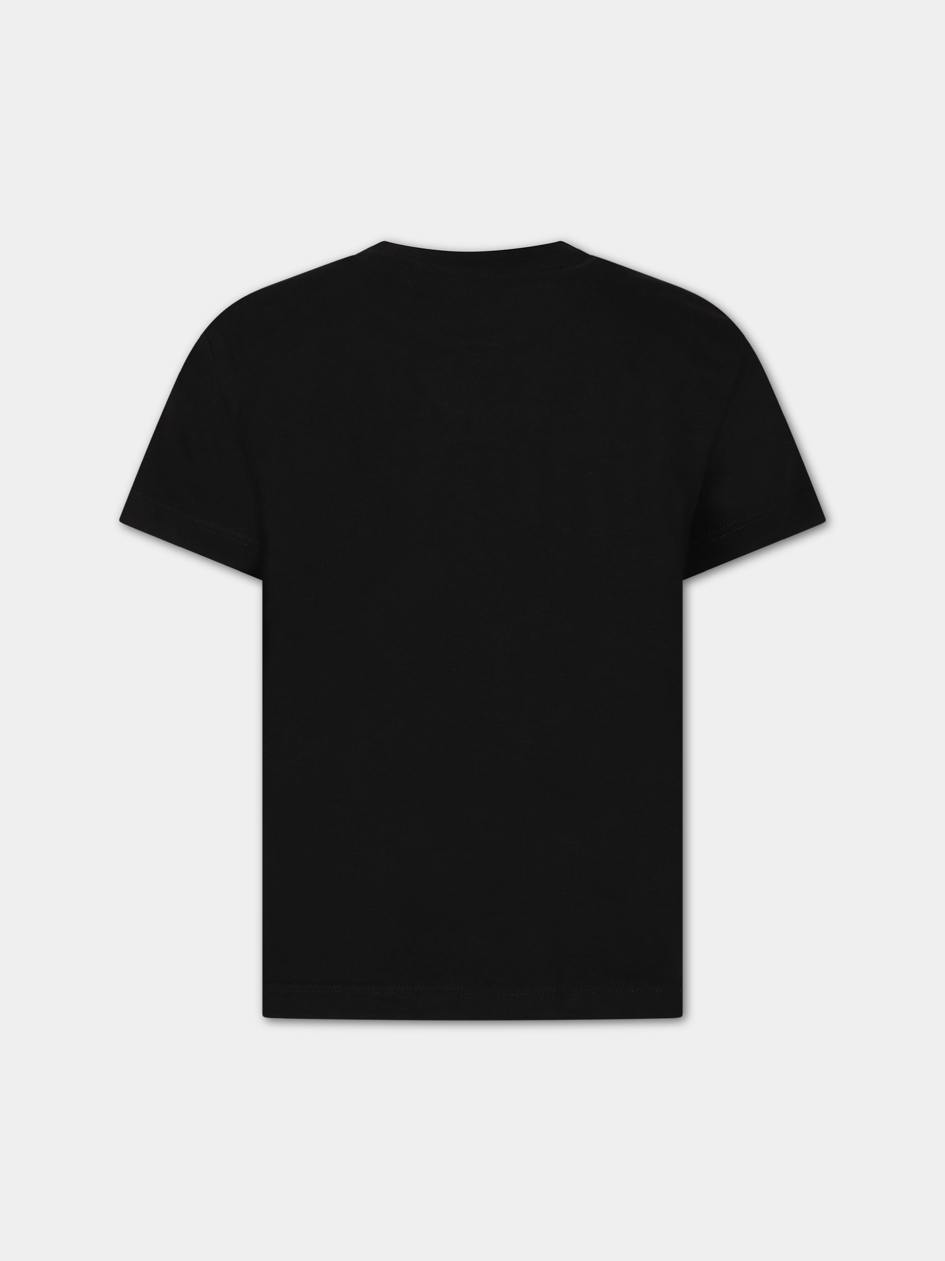 T-shirt nera con iconico fulmine rosso per bambino,Neil Barrett Kids,033634 110
