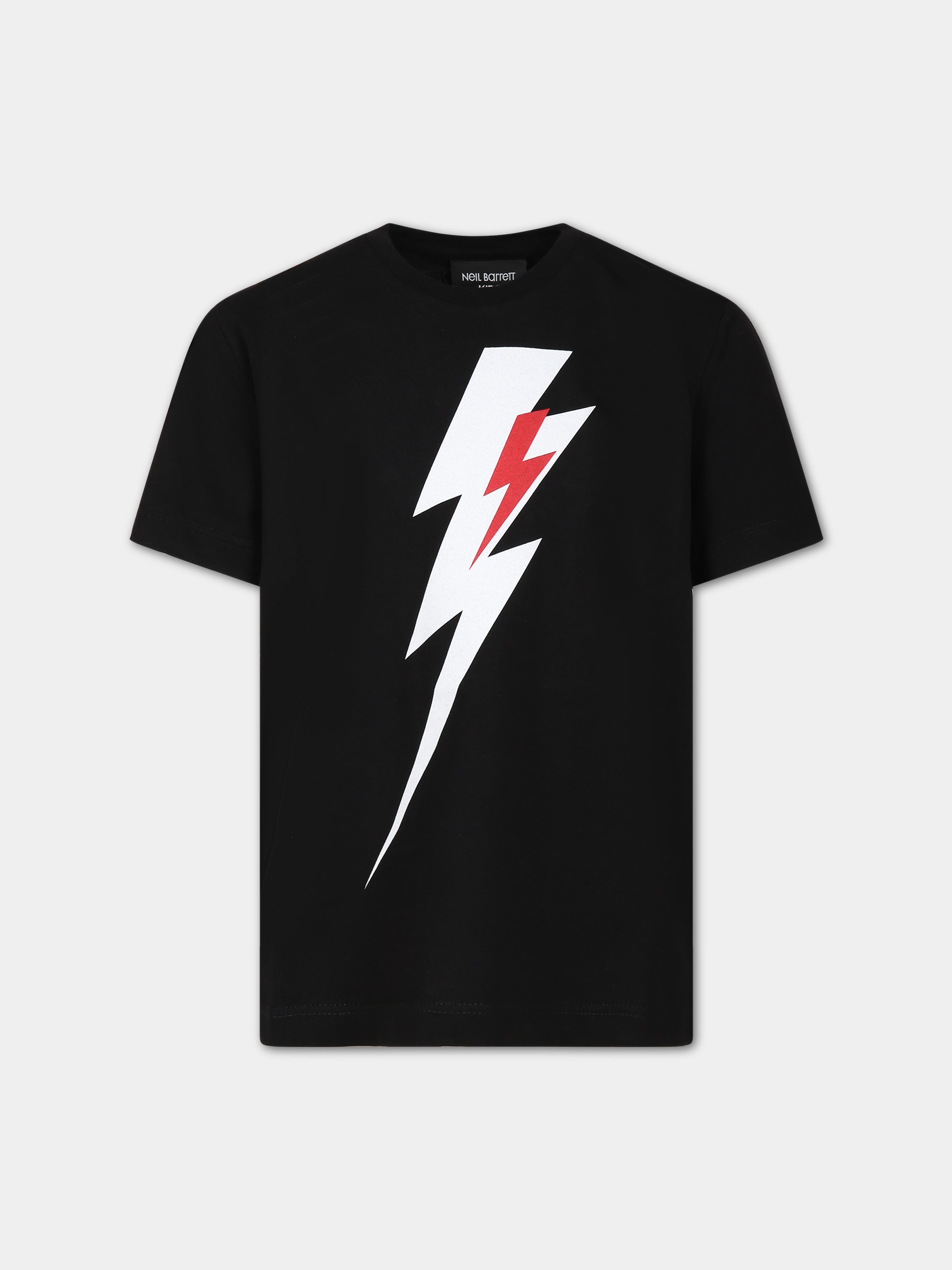 T-shirt nera per bambino con logo e iconiche saette,Neil Barrett Kids,033579 110