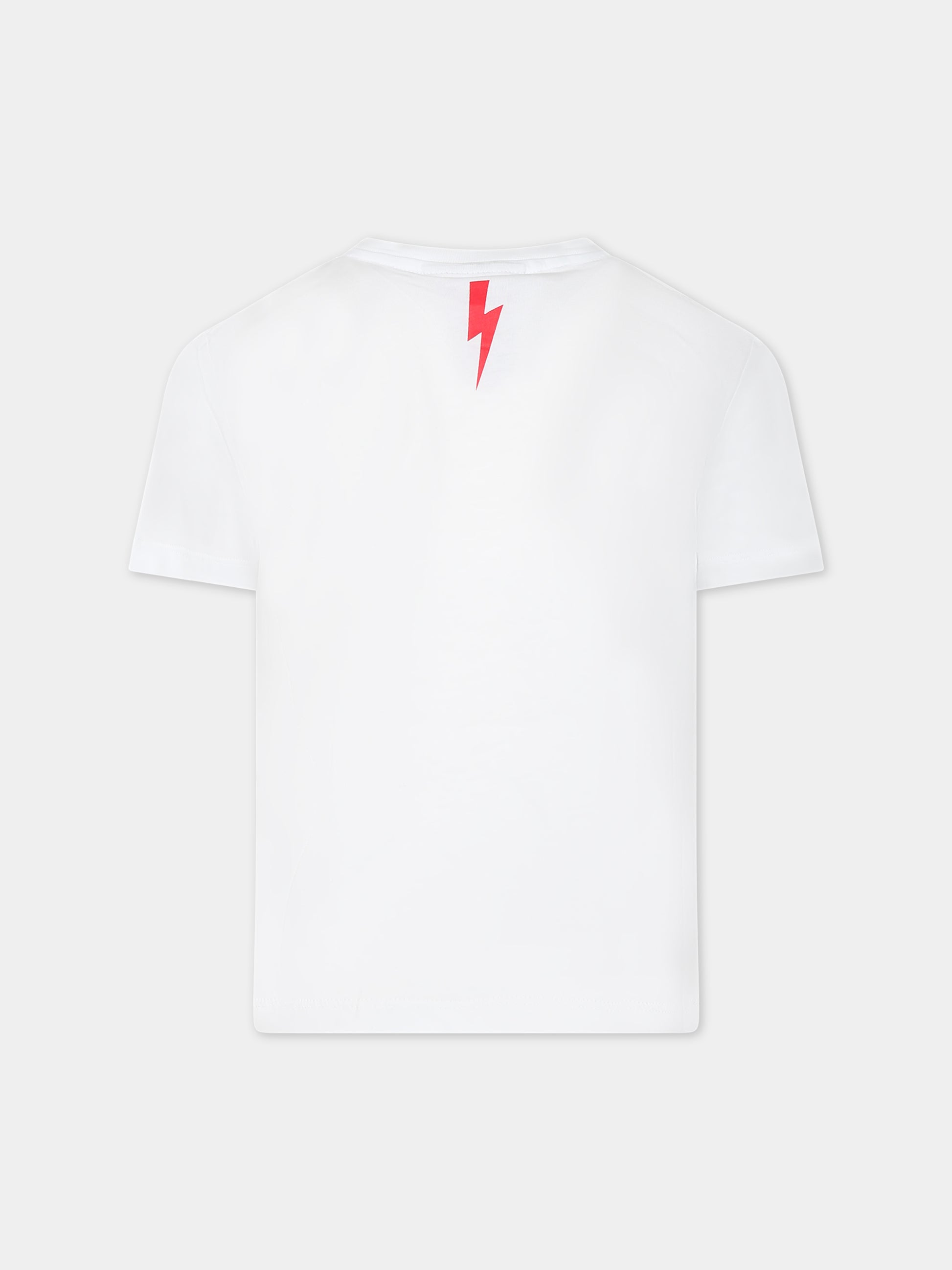 T-shirt bianca per bambino con logo bianco e rosso,Neil Barrett Kids,033580 001