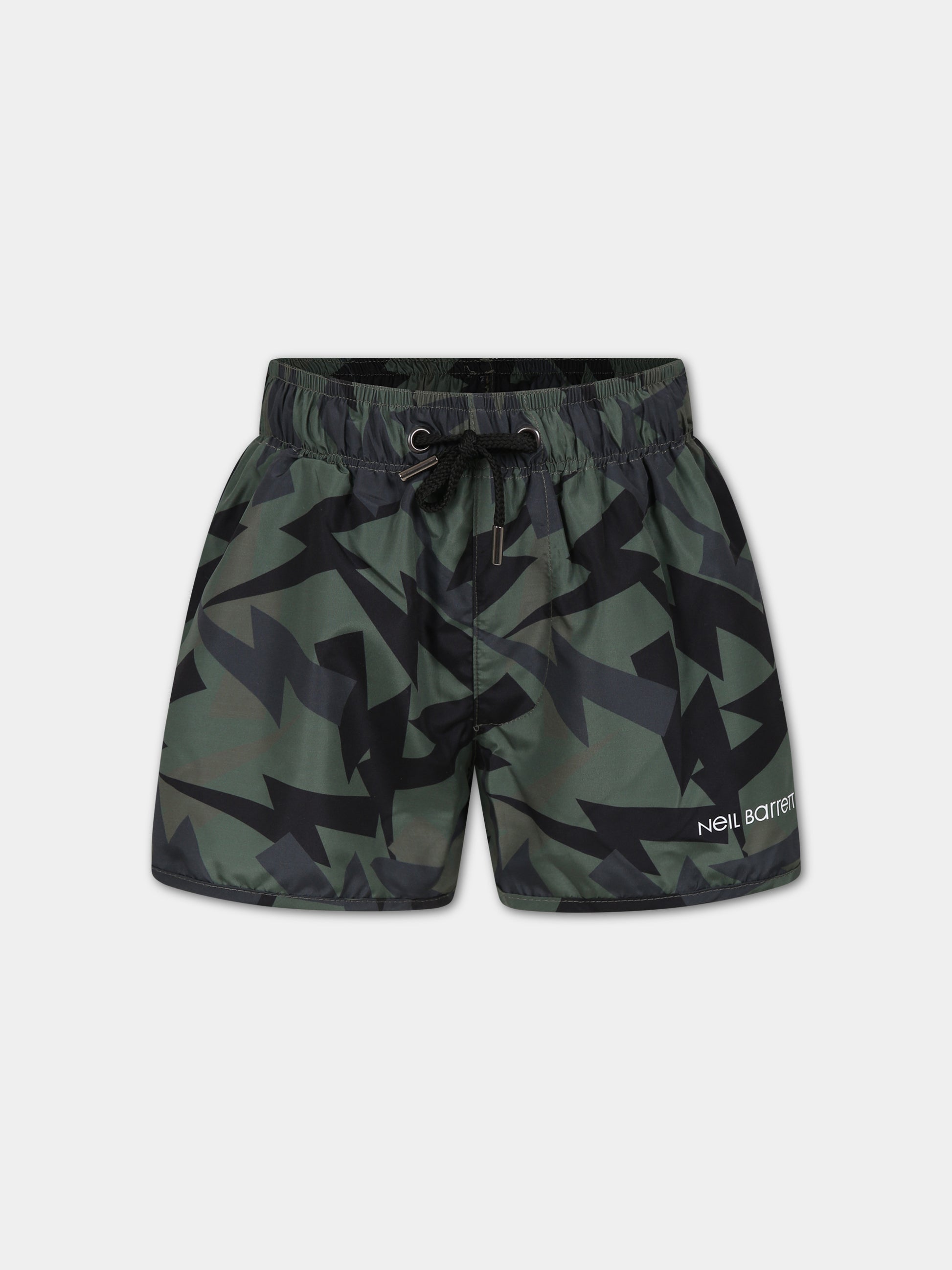 Boxer mare verde per bambino con iconiche saette,Neil Barrett Kids,033635 200