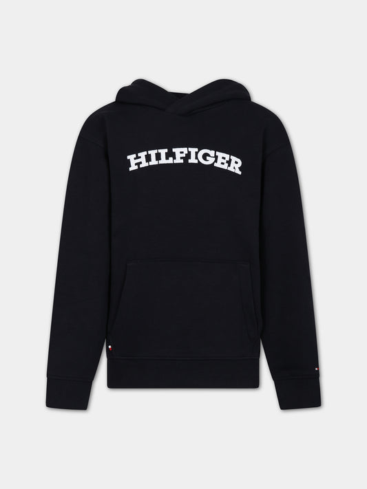 Felpa blu per bambini con logo,Tommy Hilfiger Junior,KB0KB08290 DW5