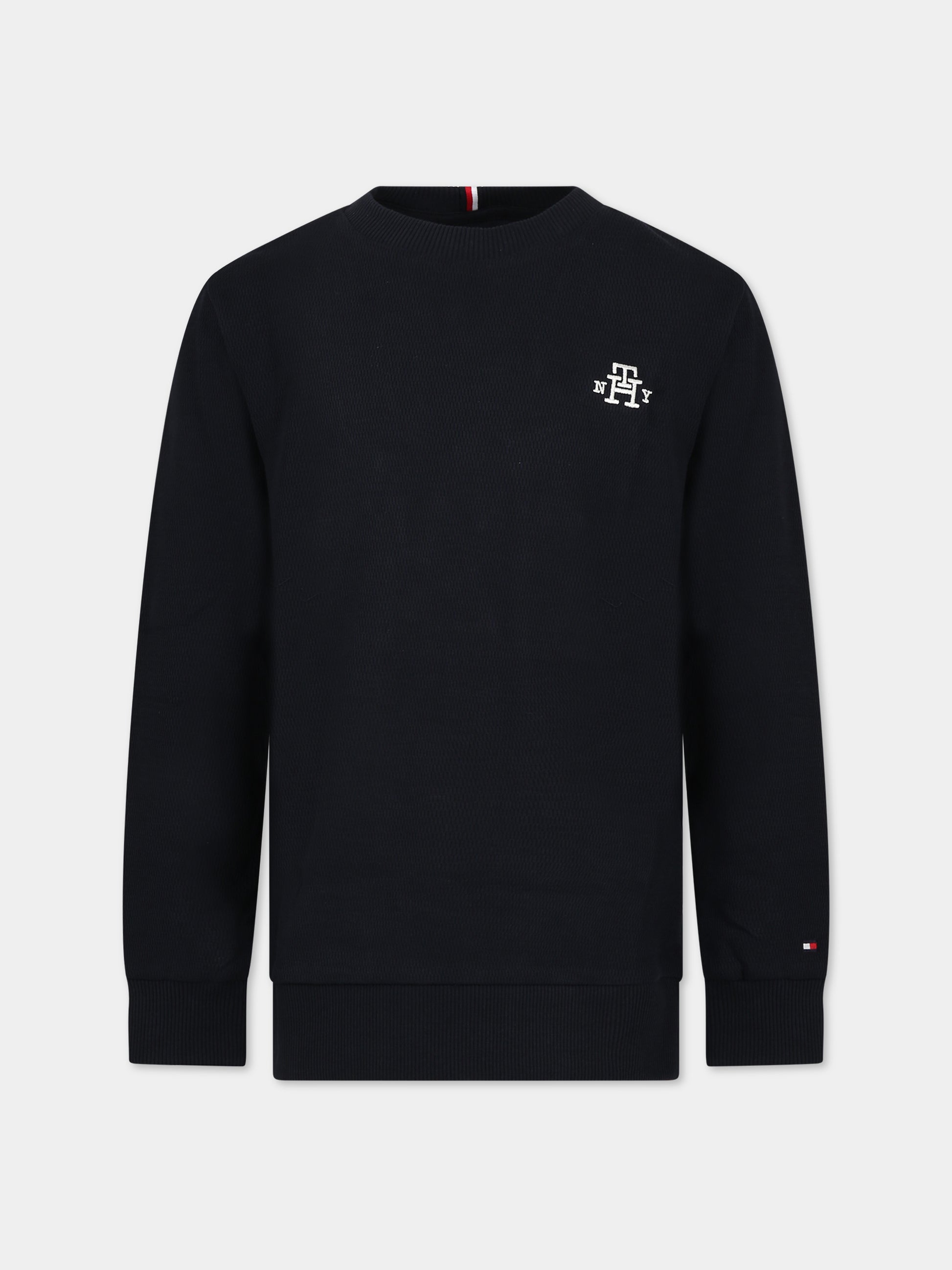 T-shirt blu per bambino con monogramma,Tommy Hilfiger Junior,KB0KB08350 DW5